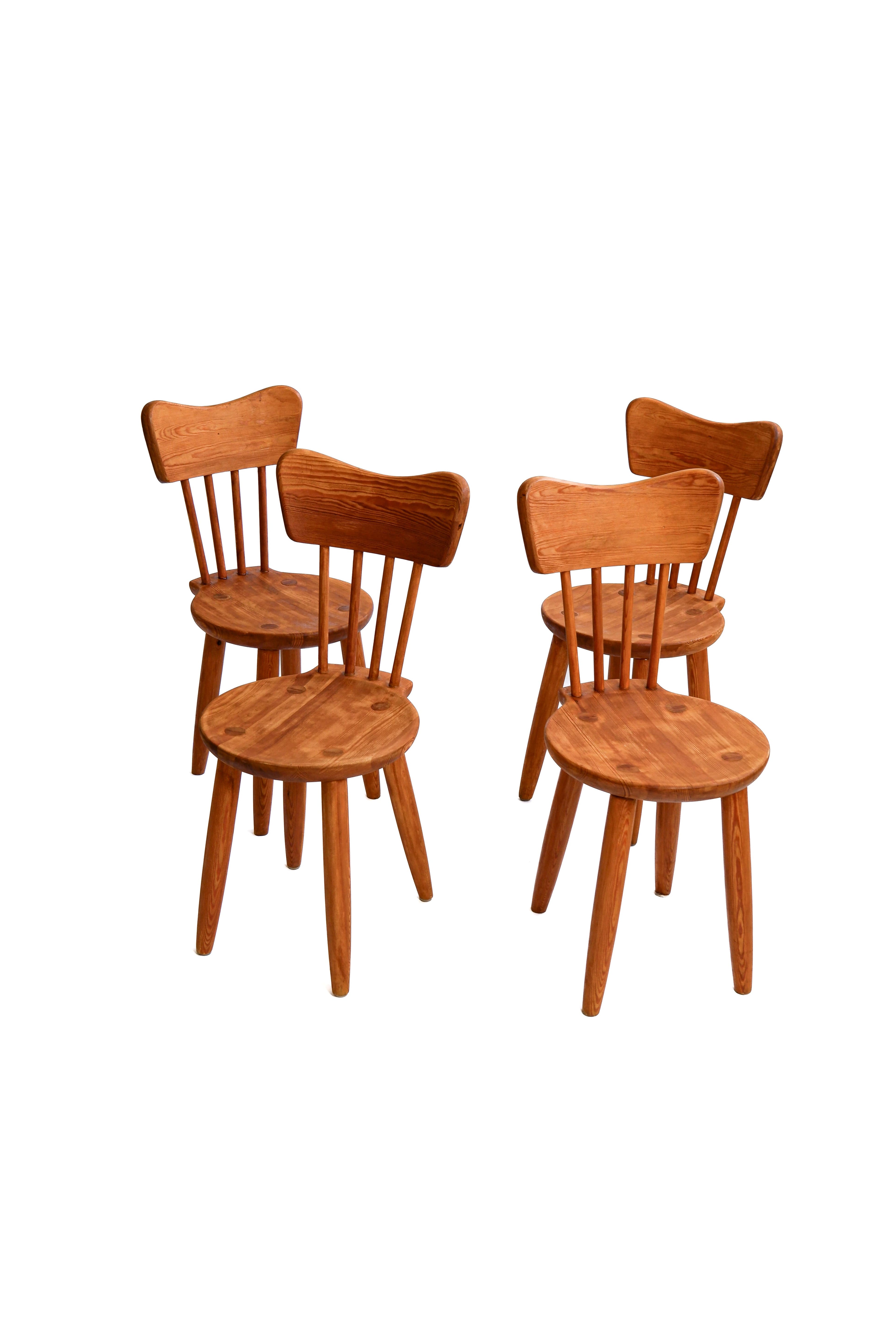 Torsten Claesson set of 4 chairs, Steneby Hemslöjd.