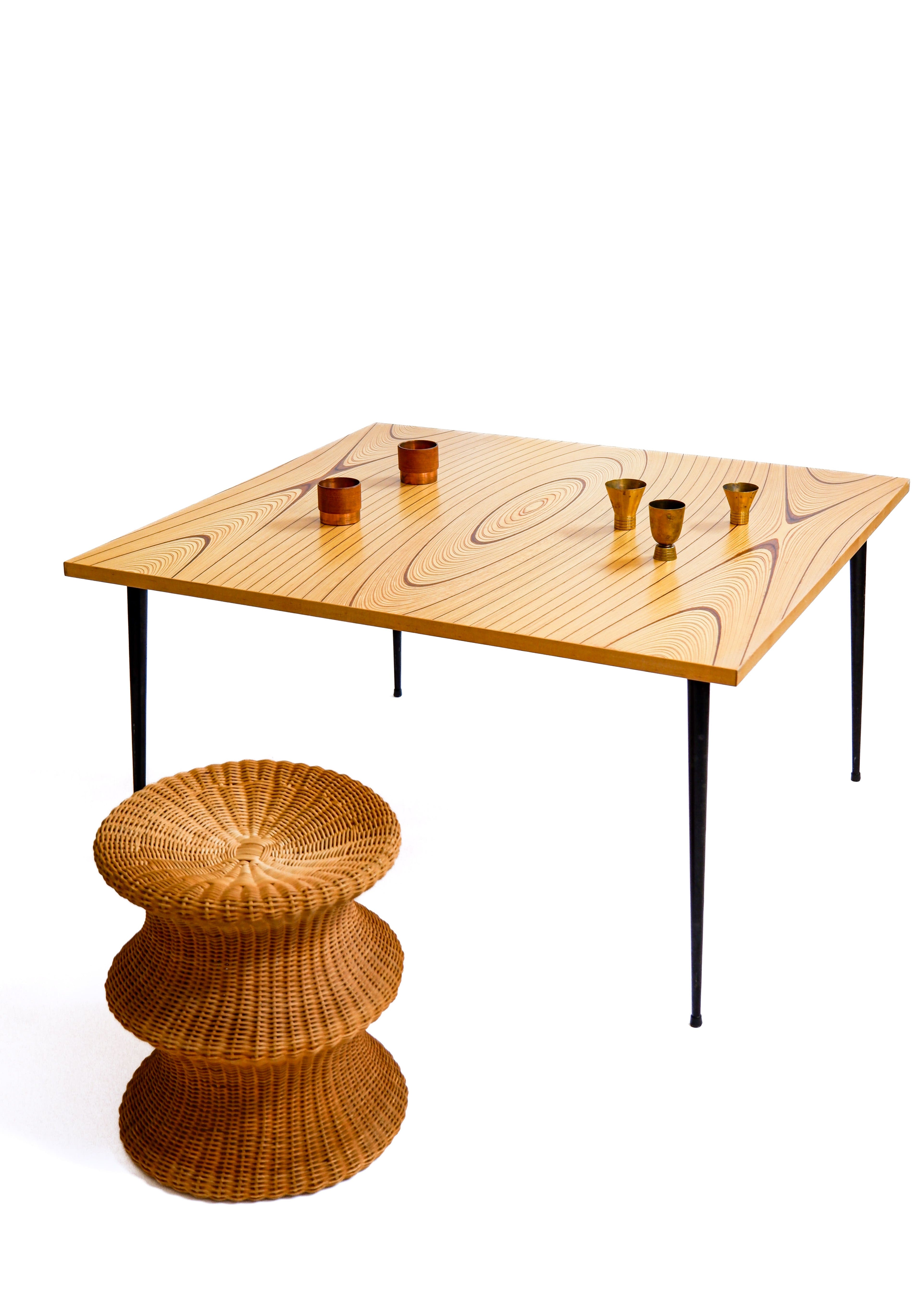 Tapio Wirkkala Rhythmic Coffee Table with metal legs, Asko 1950s.