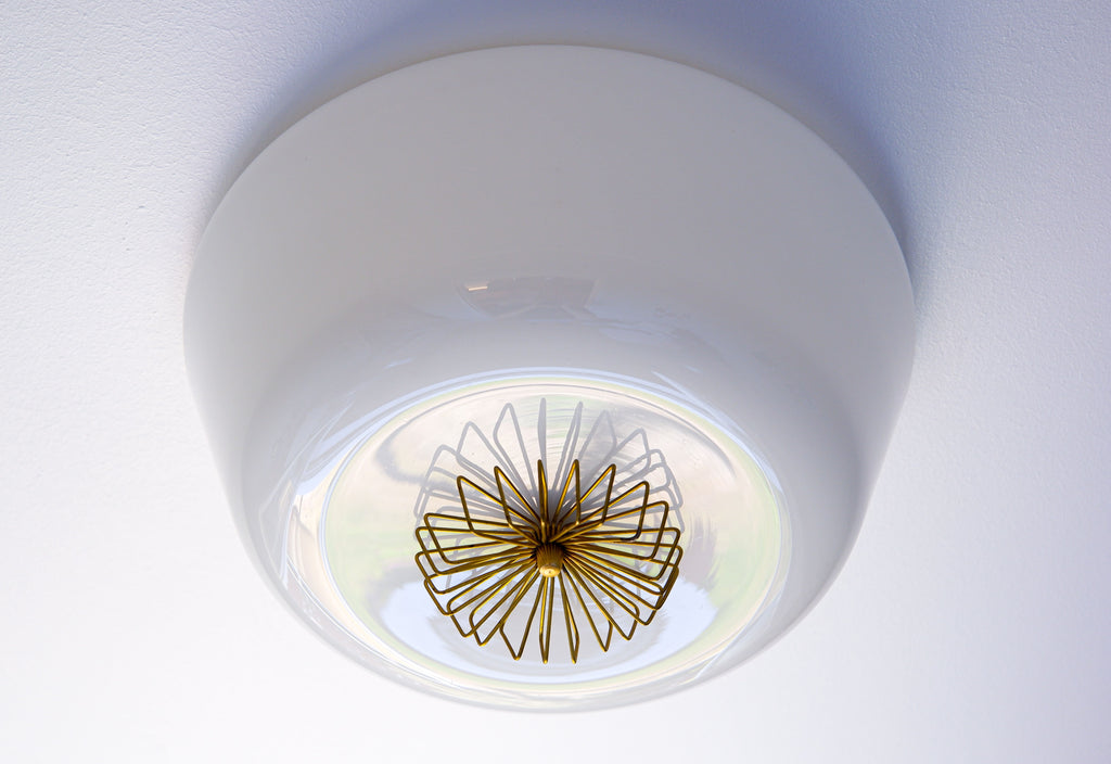 Paavo Tynell ceiling lamp, Opal and Glass for TAITO.