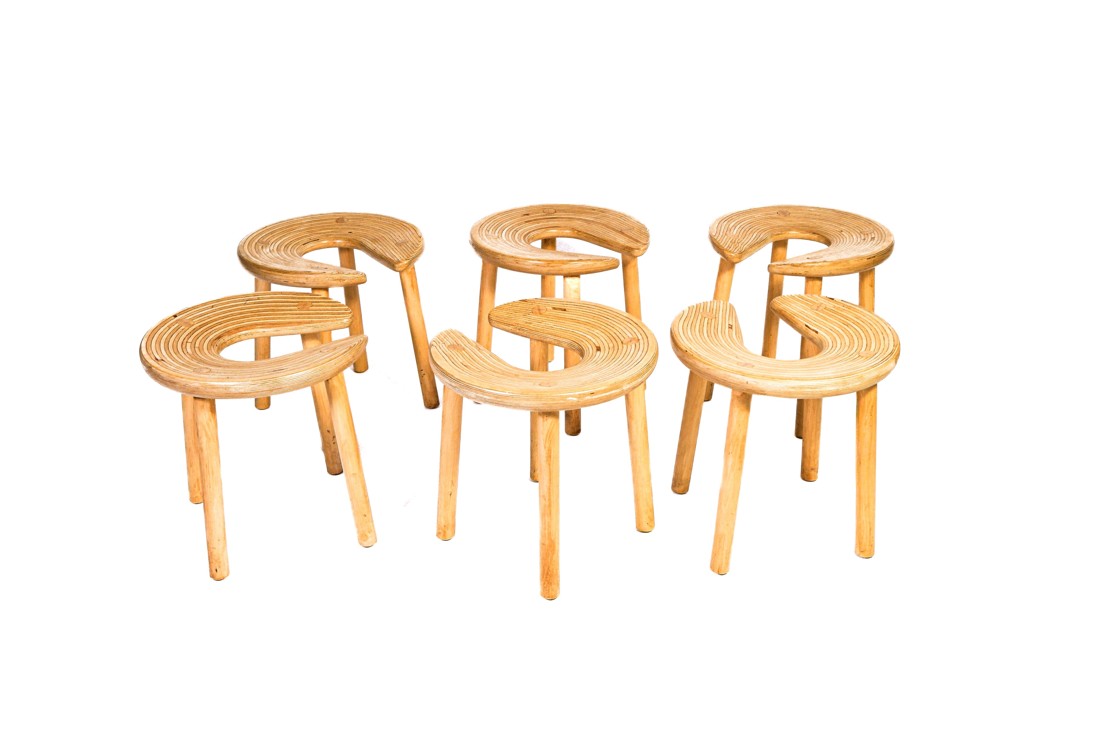 Antti Nurmesniemi, set of Six Sauna dtools, designed for the Palace Hotel, 1970.