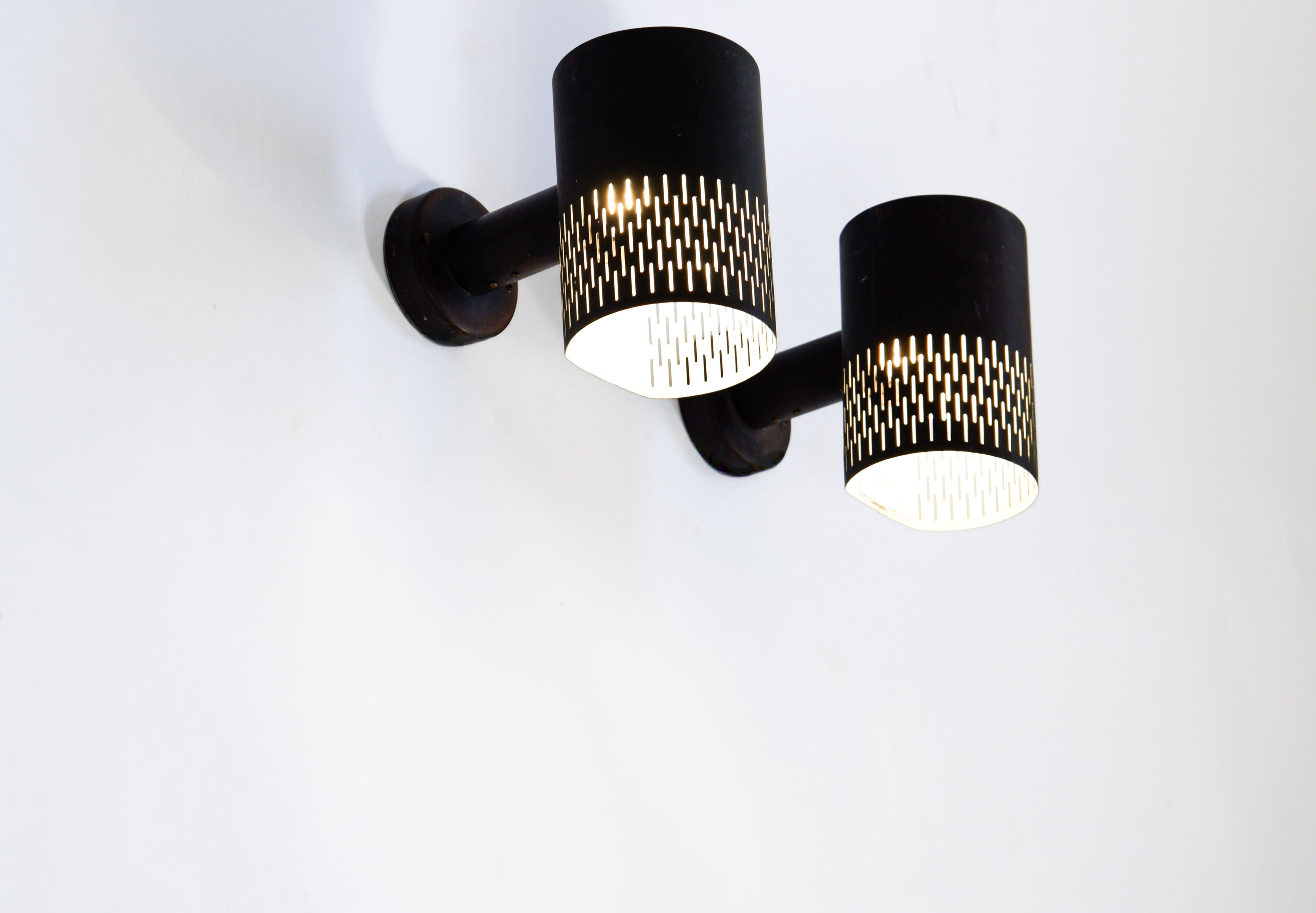 Hans Bergström pair of Copper wall lamps for Ateljé Lyktan circa 1960.