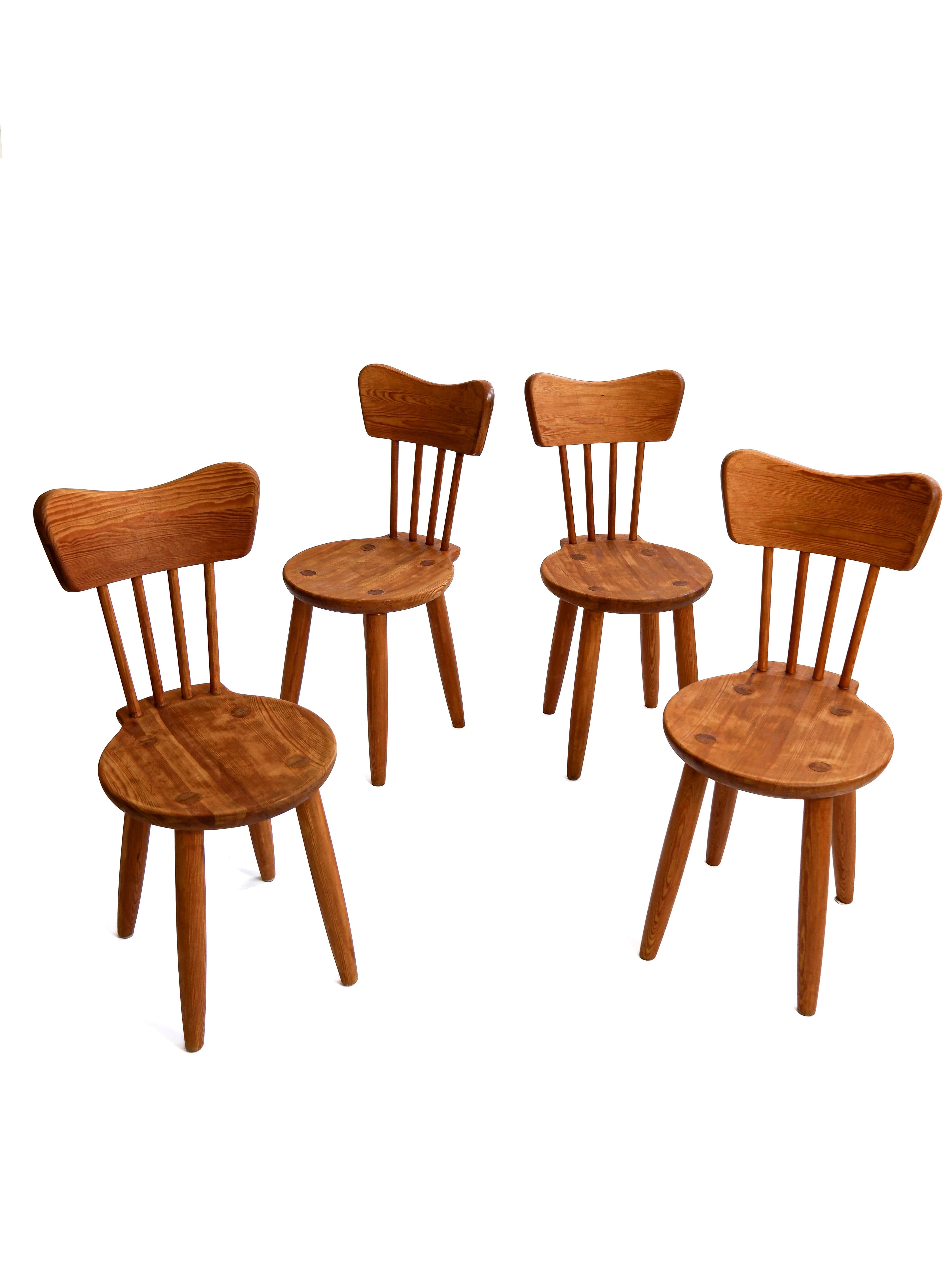 Torsten Claesson set of 4 chairs, Steneby Hemslöjd.