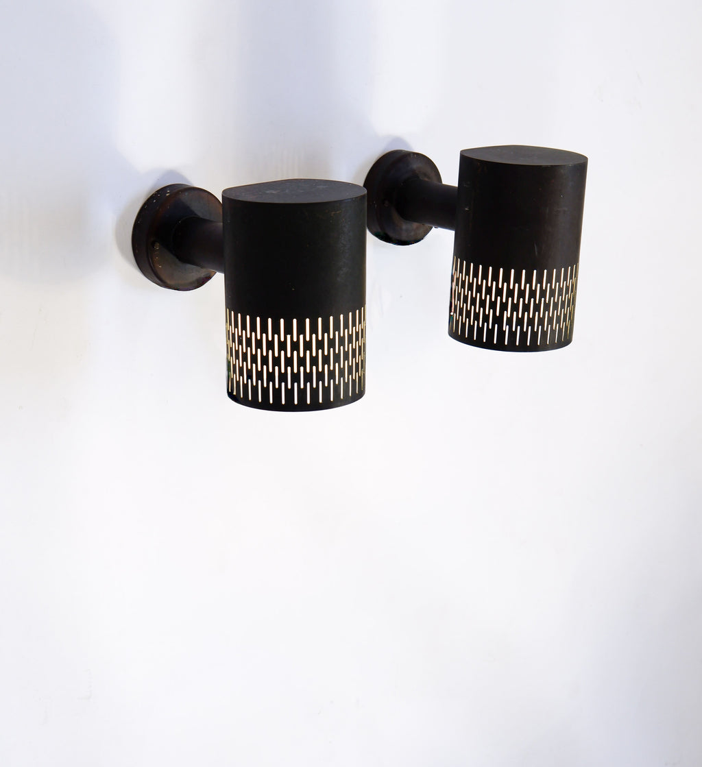 Hans Bergström pair of Copper wall lamps for Ateljé Lyktan circa 1960.