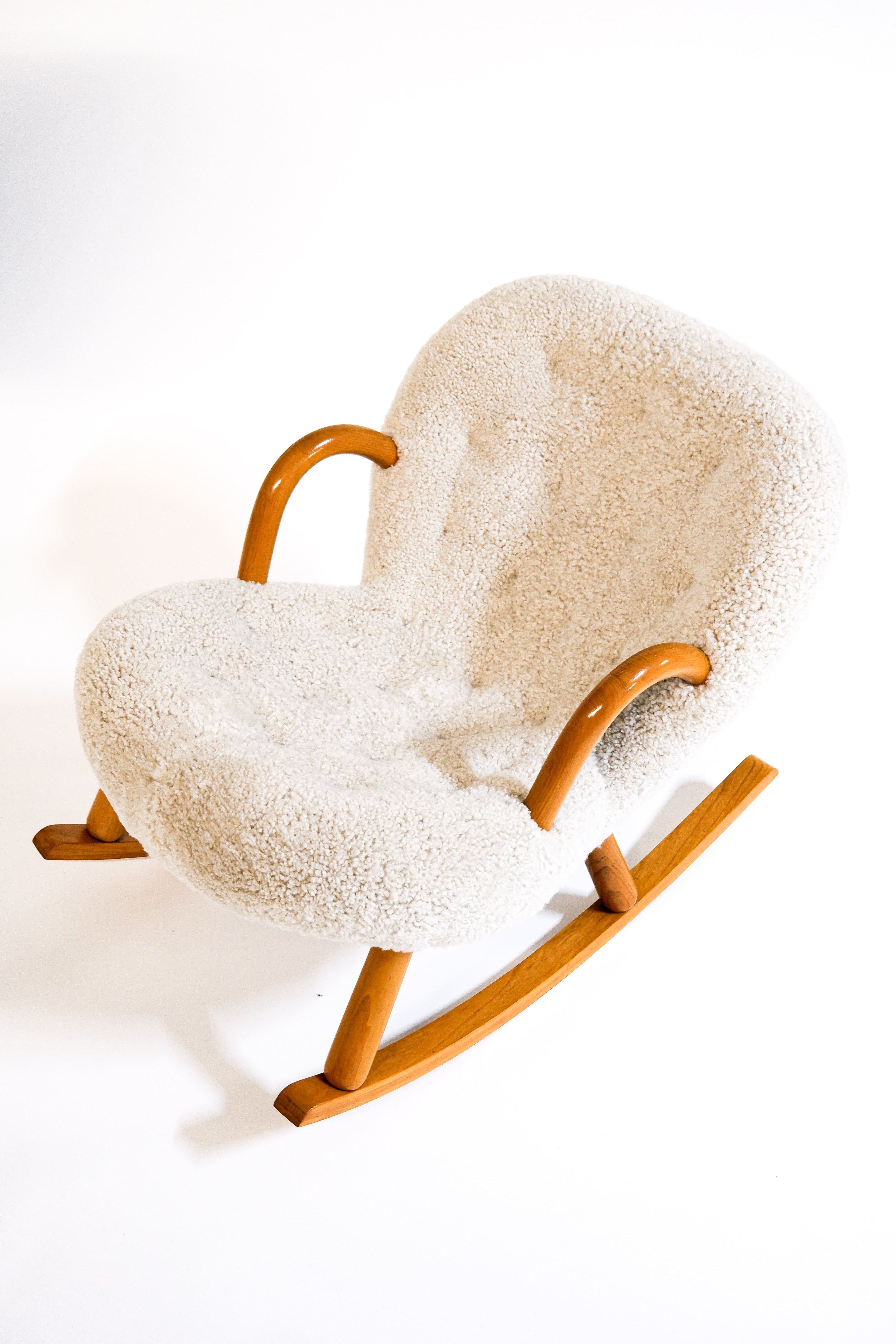 Vintage "Clam” rocking chair attributed to Arnold Madsen for Madsen & Schubell, Denmark 1944