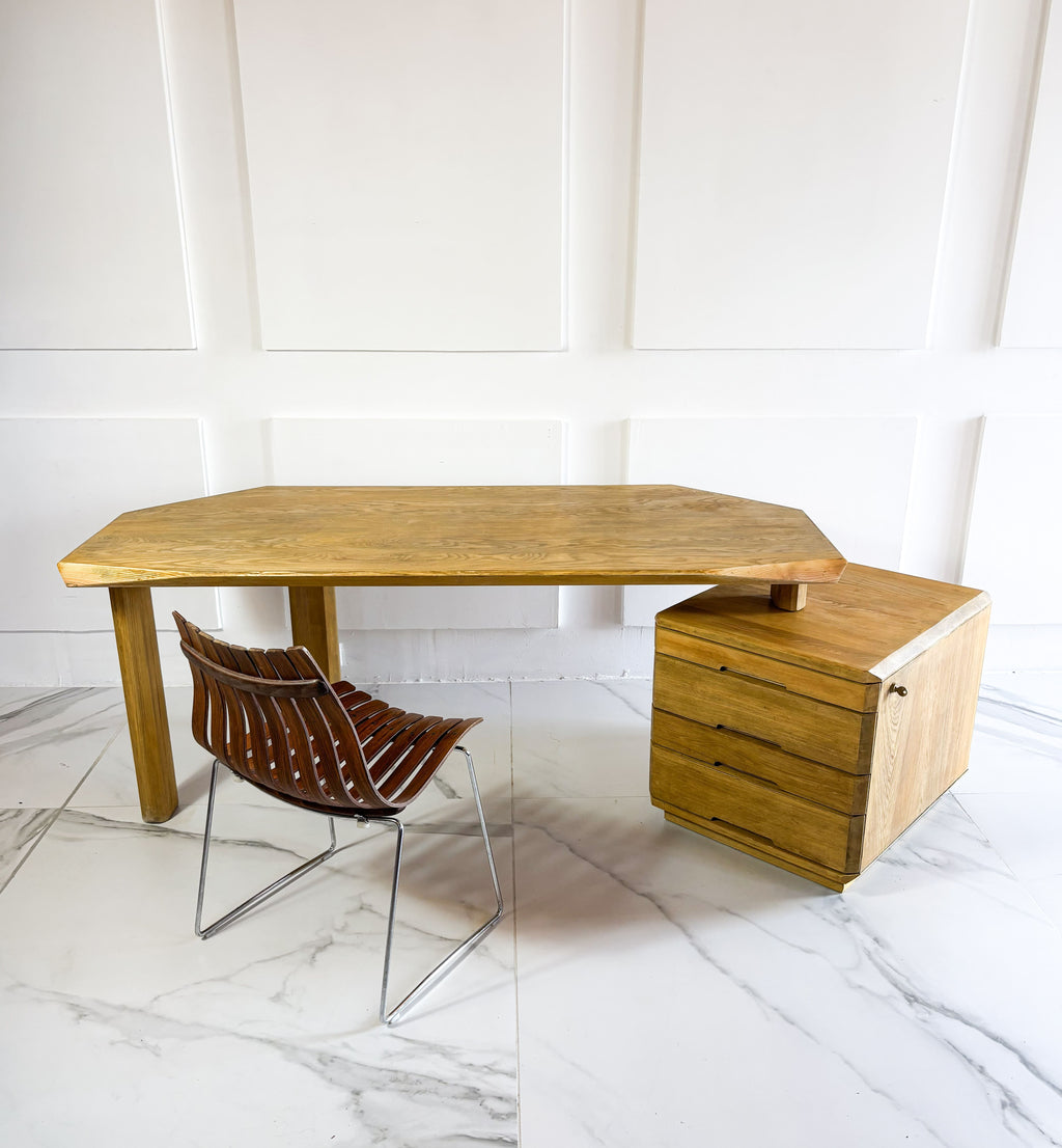 Pierre Chapo, vintage desk model B40 in solid elm, circa 1980.