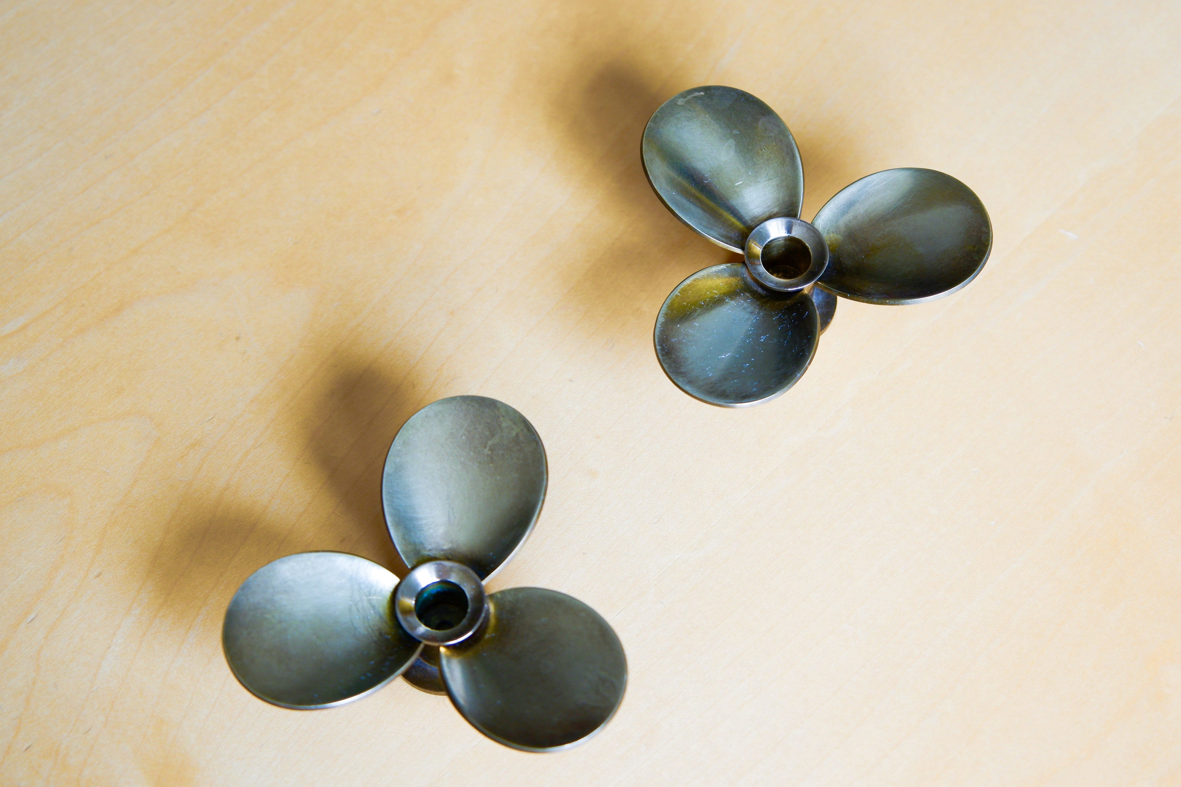 Pierre Forssell, pair of early candelstick for Skultuna circa 1970. Forsell