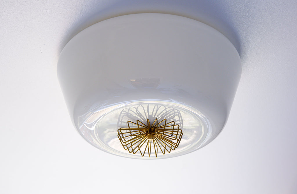 Paavo Tynell ceiling lamp, Opal and Glass for TAITO.