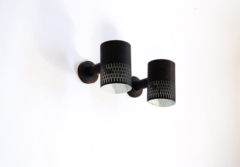 Hans Bergström pair of Copper wall lamps for Ateljé Lyktan circa 1960.