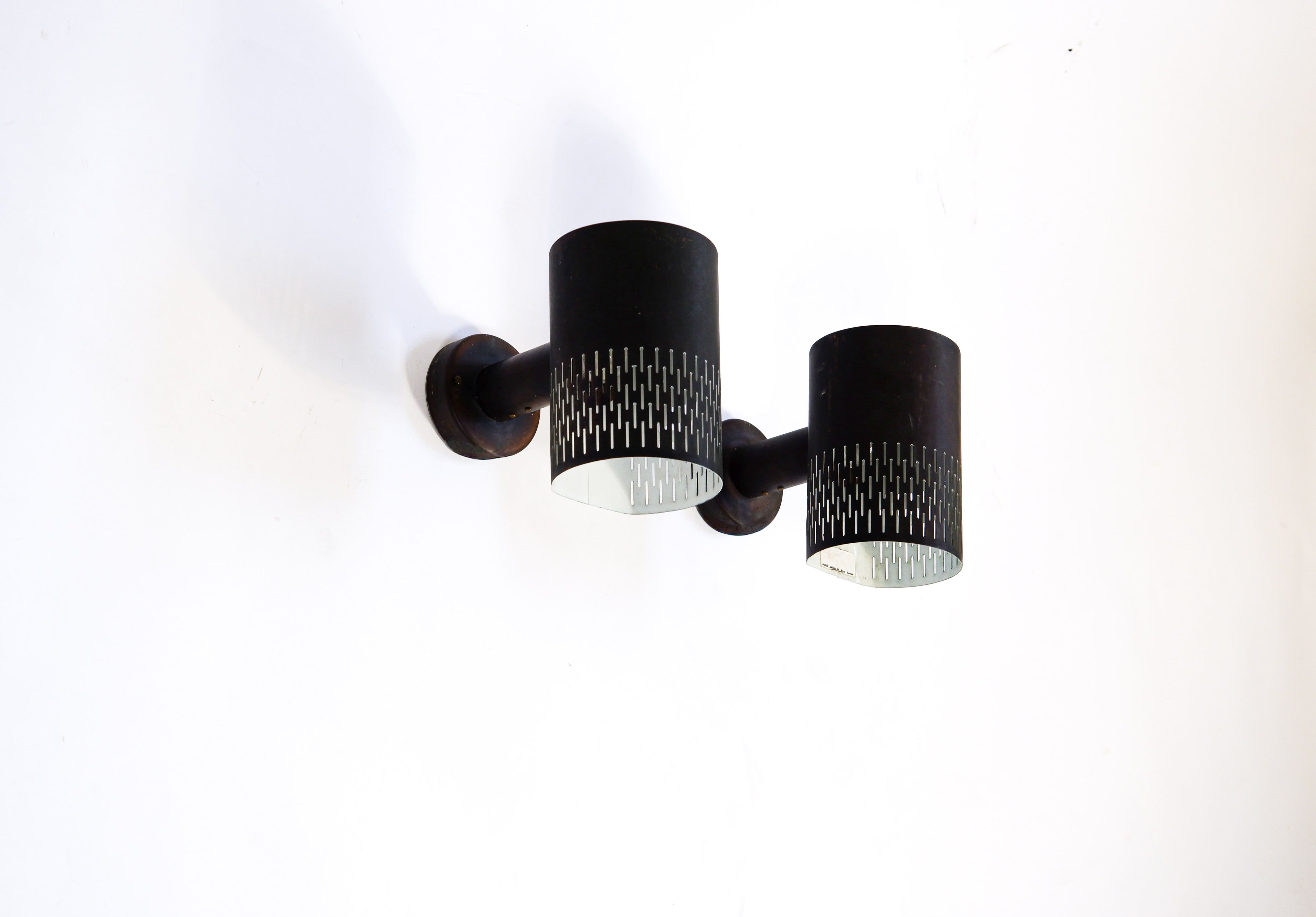 Hans Bergström pair of Copper wall lamps for Ateljé Lyktan circa 1960.