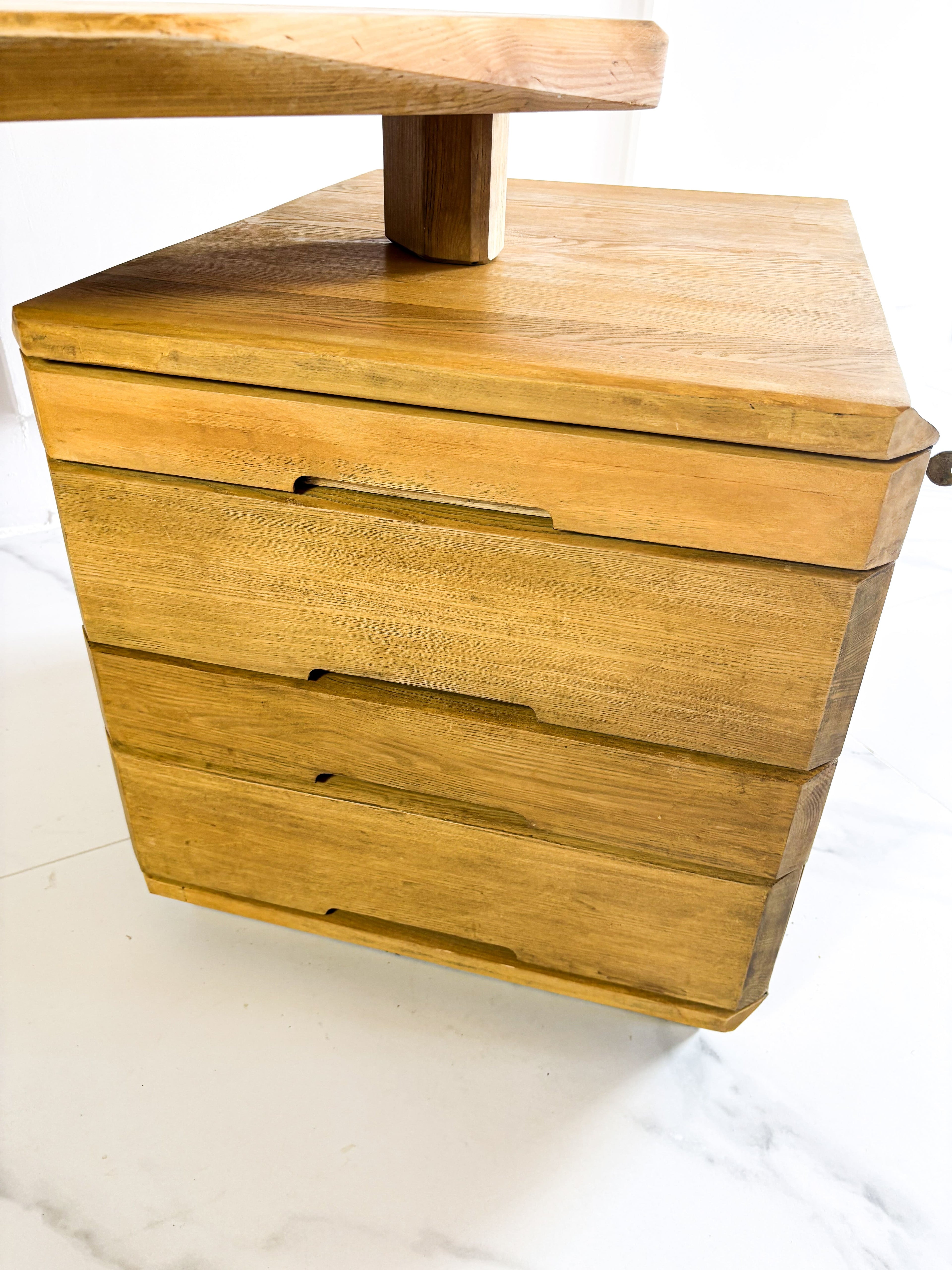 Pierre Chapo, vintage desk model B40 in solid elm, circa 1980.