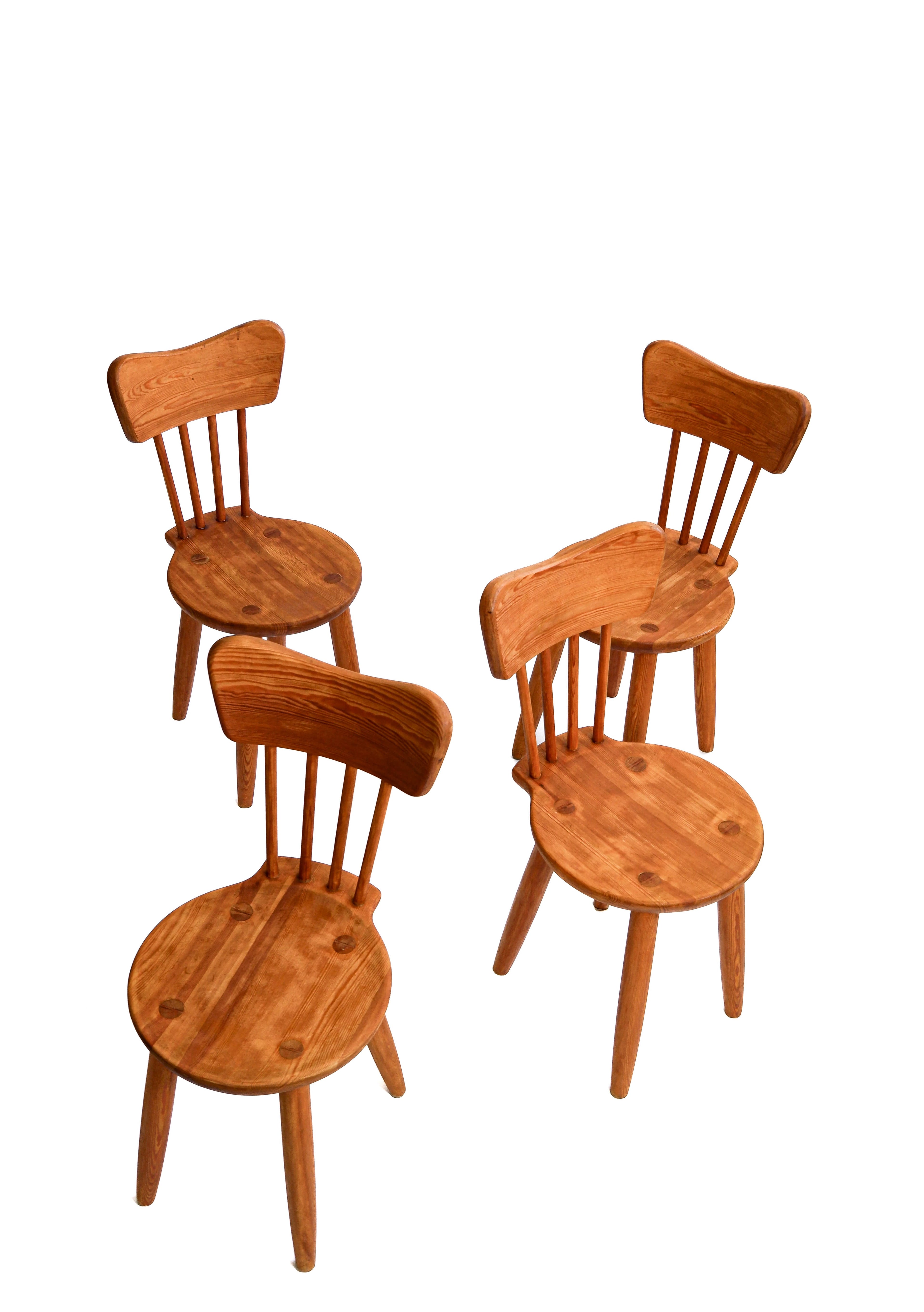 Torsten Claesson set of 4 chairs, Steneby Hemslöjd.