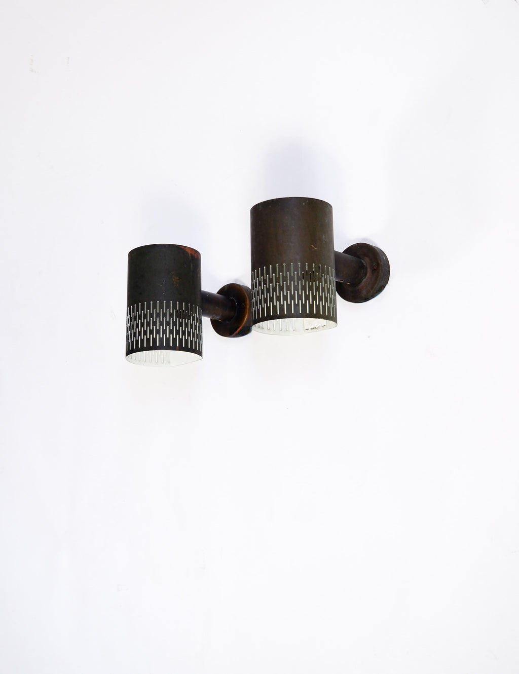 Hans Bergström pair of Copper wall lamps for Ateljé Lyktan circa 1960.