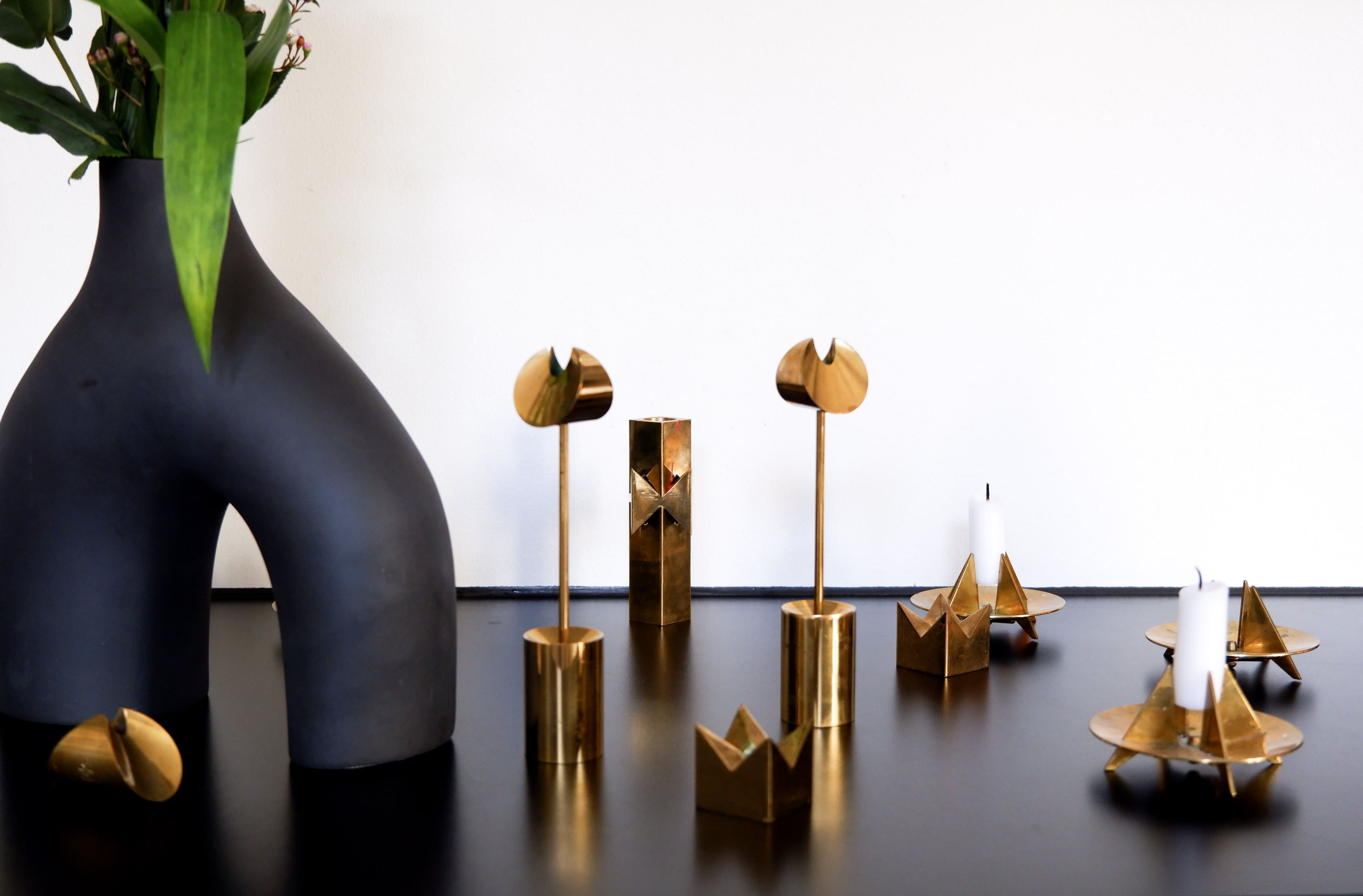 Pierre Forssell pair of Aniara candel stick holders, Skultuna circa 1970.