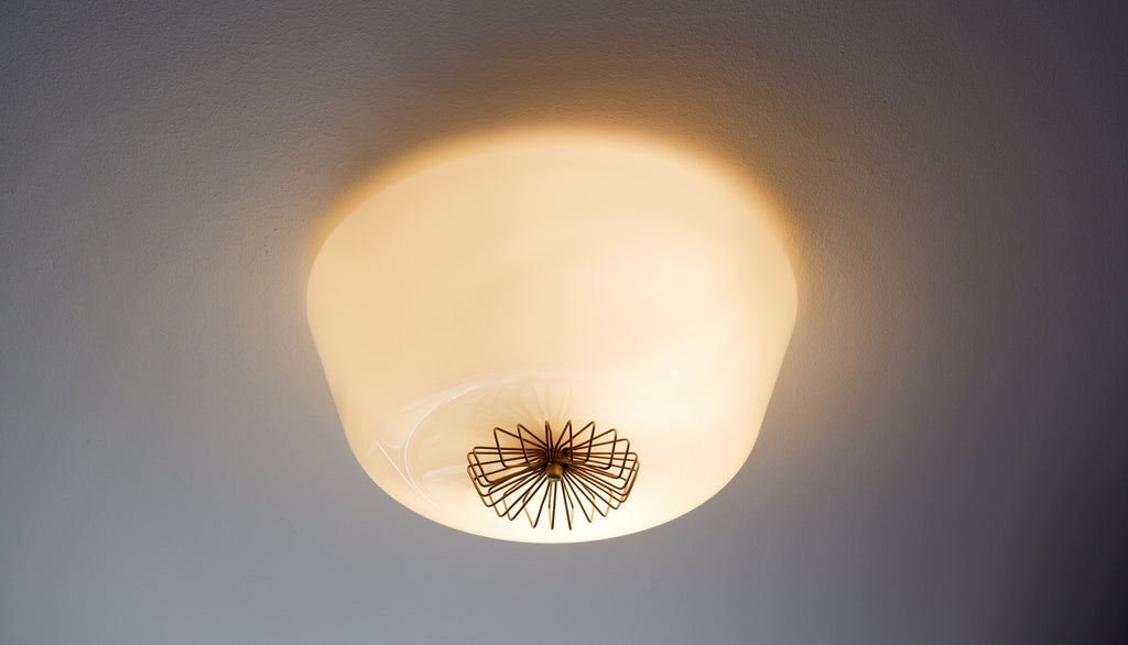 Paavo Tynell ceiling lamp, Opal and Glass for TAITO.