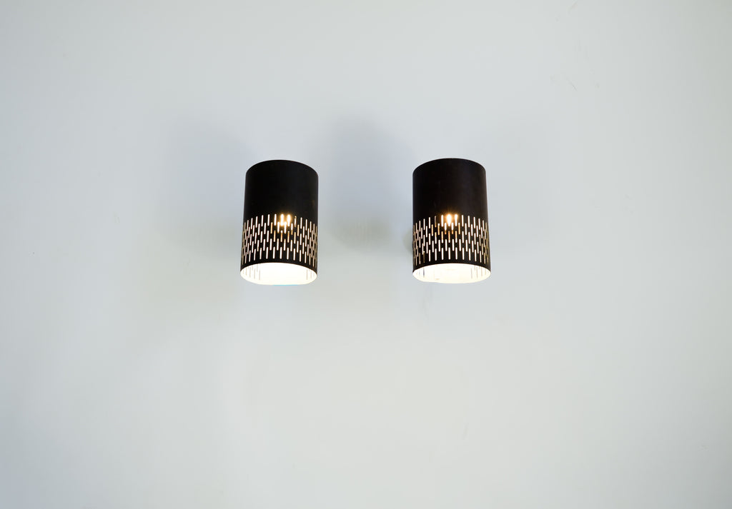 Hans Bergström pair of Copper wall lamps for Ateljé Lyktan circa 1960.
