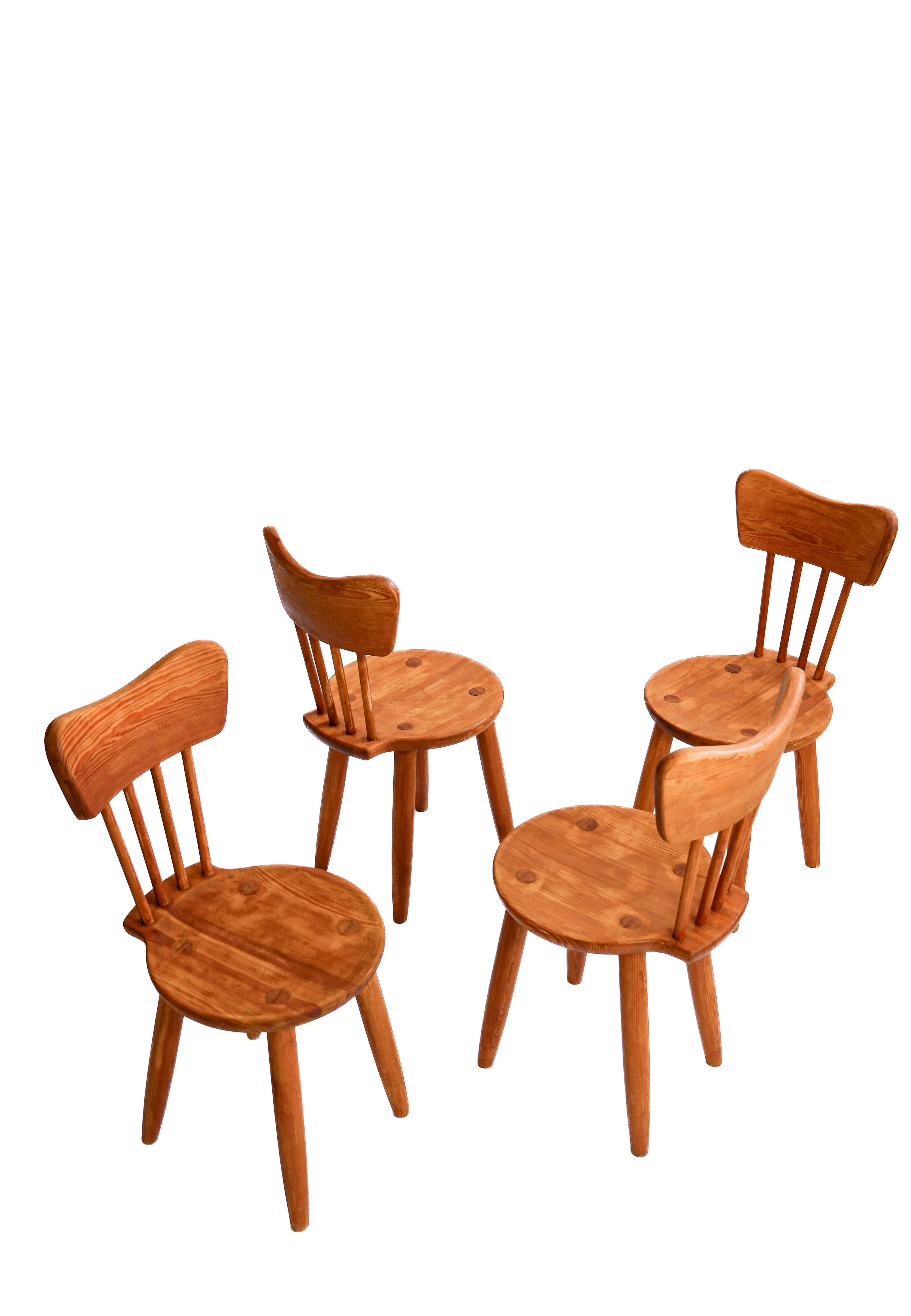 Torsten Claesson set of 4 chairs, Steneby Hemslöjd.