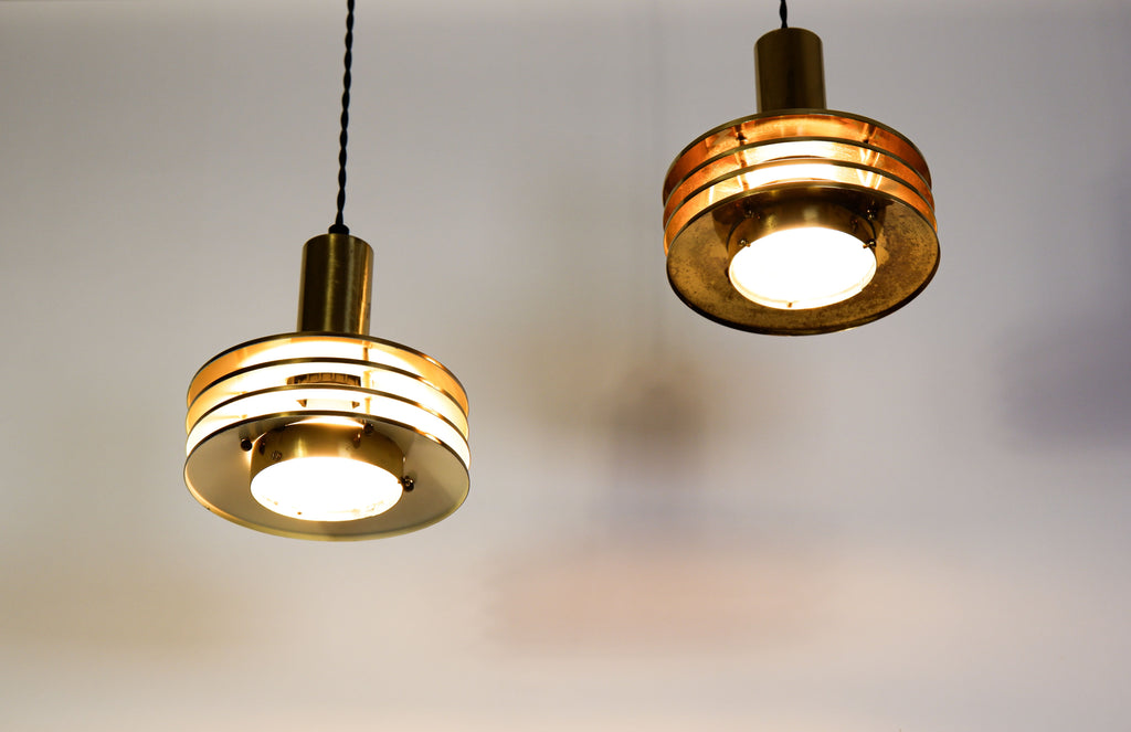 Kai Ruokonen attrib. pair of ceiling lamp finland circa 1970.