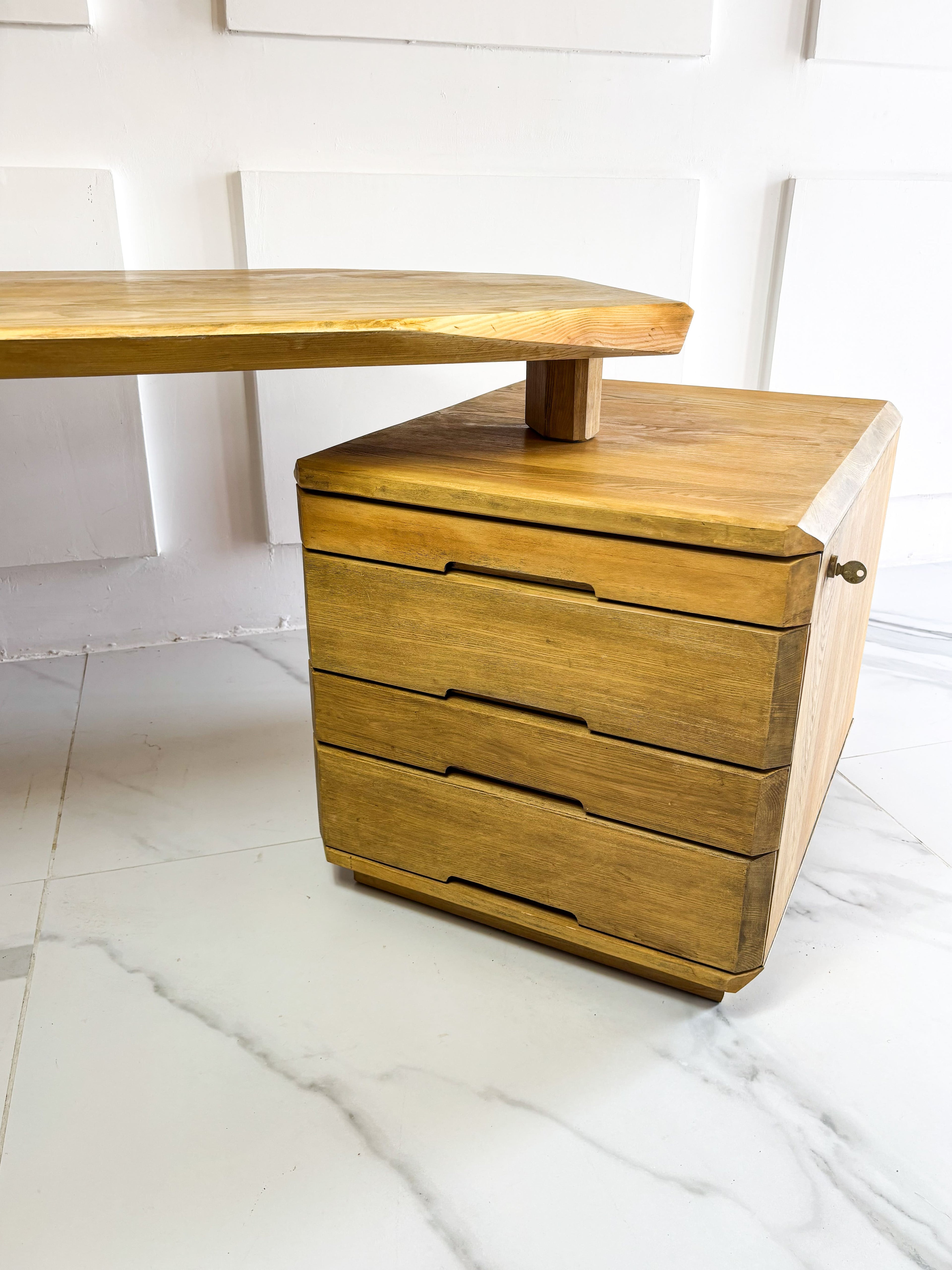 Pierre Chapo, vintage desk model B40 in solid elm, circa 1980.