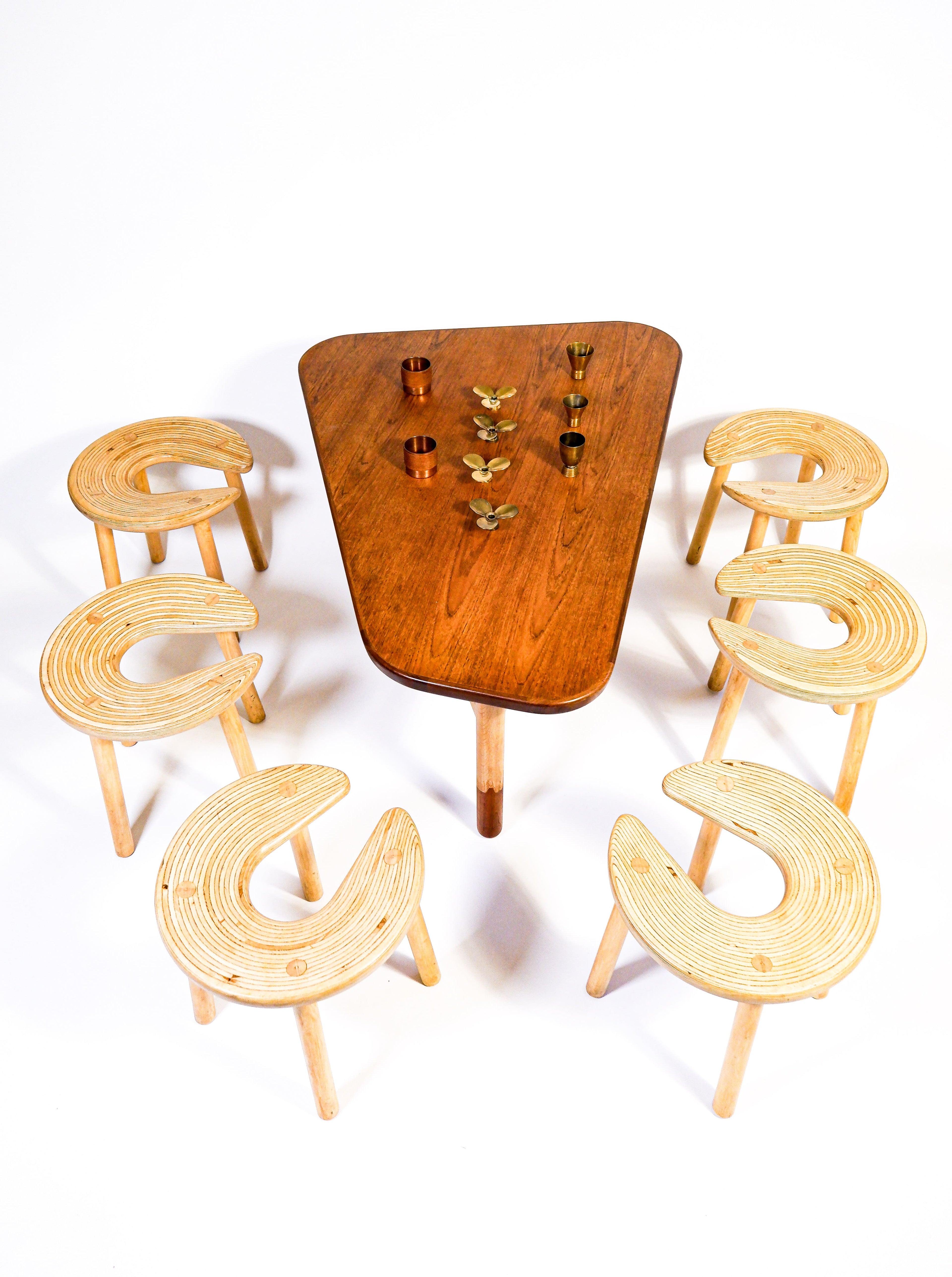 Antti Nurmesniemi, set of Six Sauna dtools, designed for the Palace Hotel, 1970.