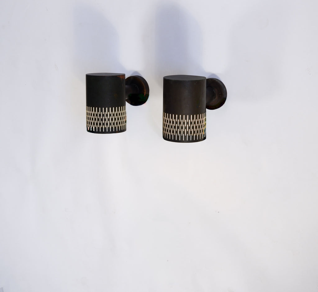 Hans Bergström pair of Copper wall lamps for Ateljé Lyktan circa 1960.