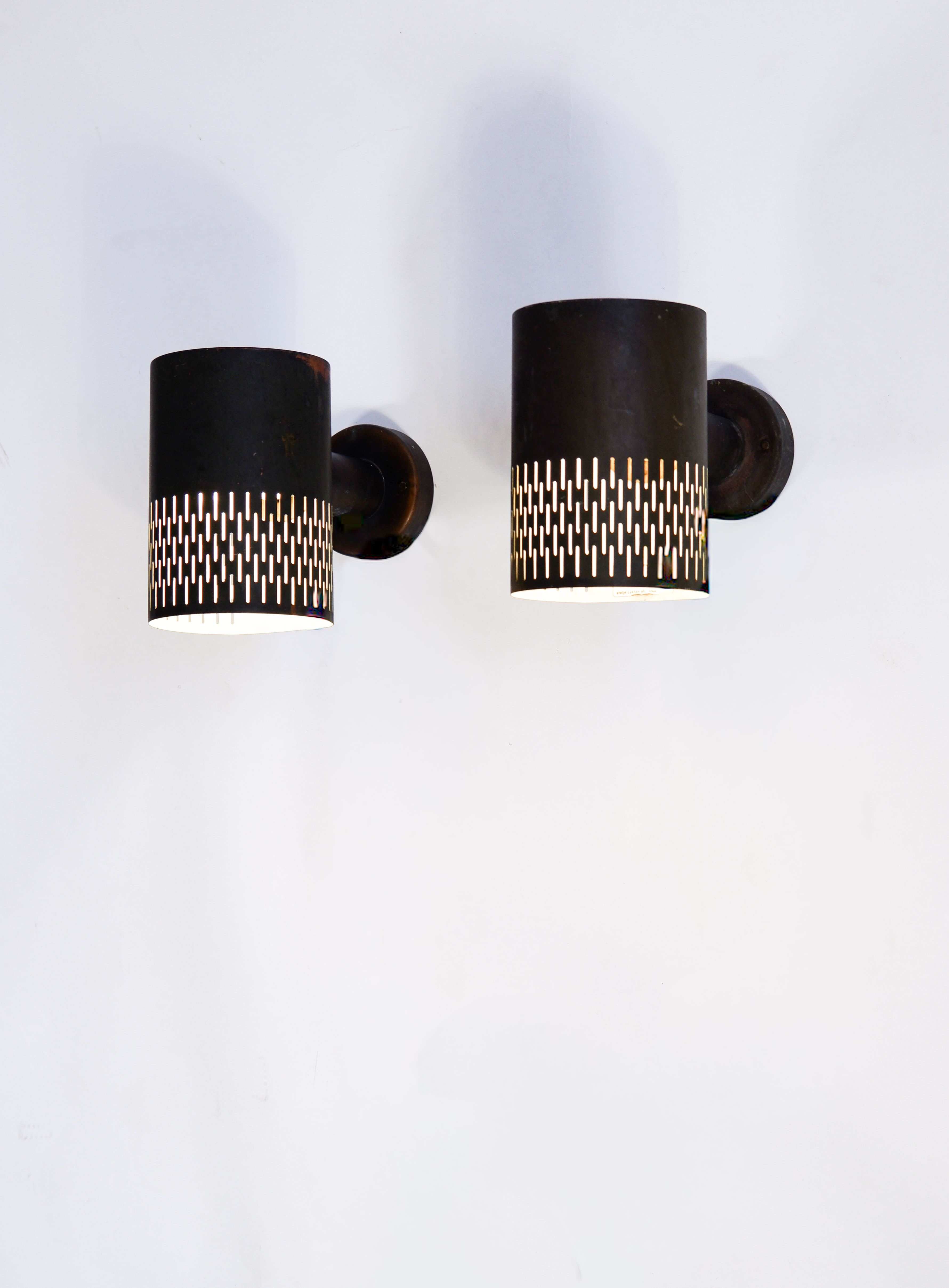Hans Bergström pair of Copper wall lamps for Ateljé Lyktan circa 1960.