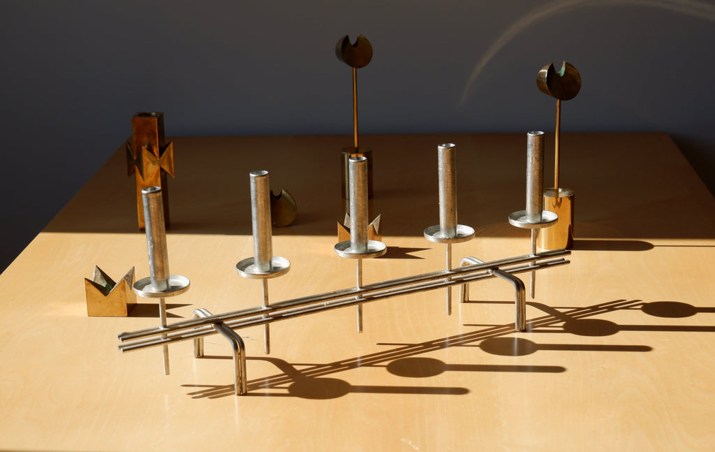 Paavo Tynell Candelholder circa 1960, Nikel brass.