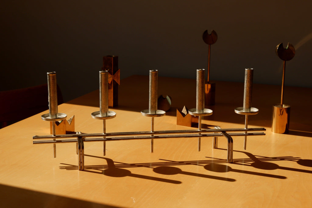 Paavo Tynell Candelholder circa 1960, Nikel brass.