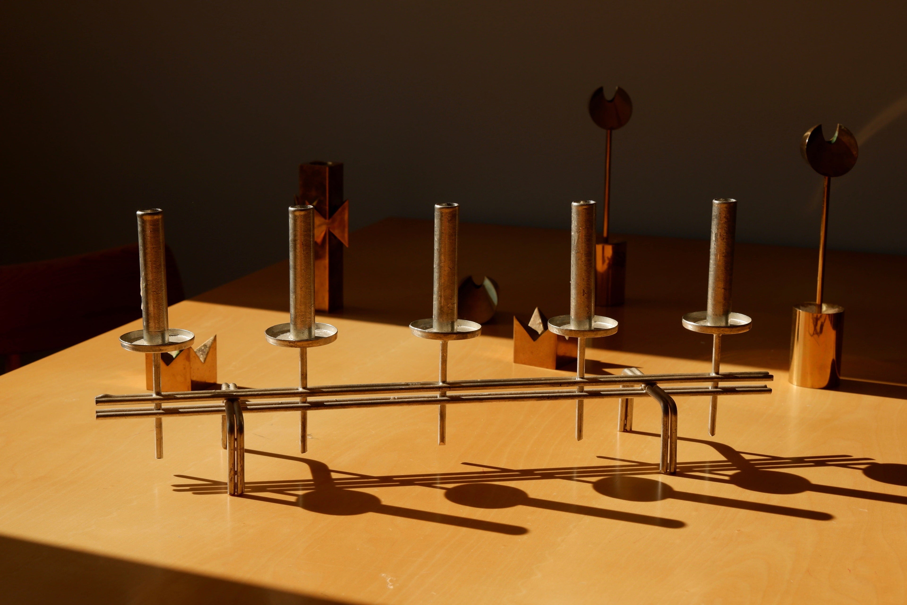 Paavo Tynell Candelholder circa 1960, Nikel brass.