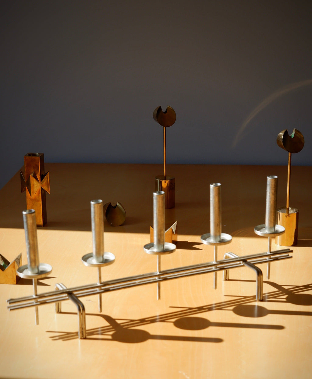Paavo Tynell Candelholder circa 1960, Nikel brass.