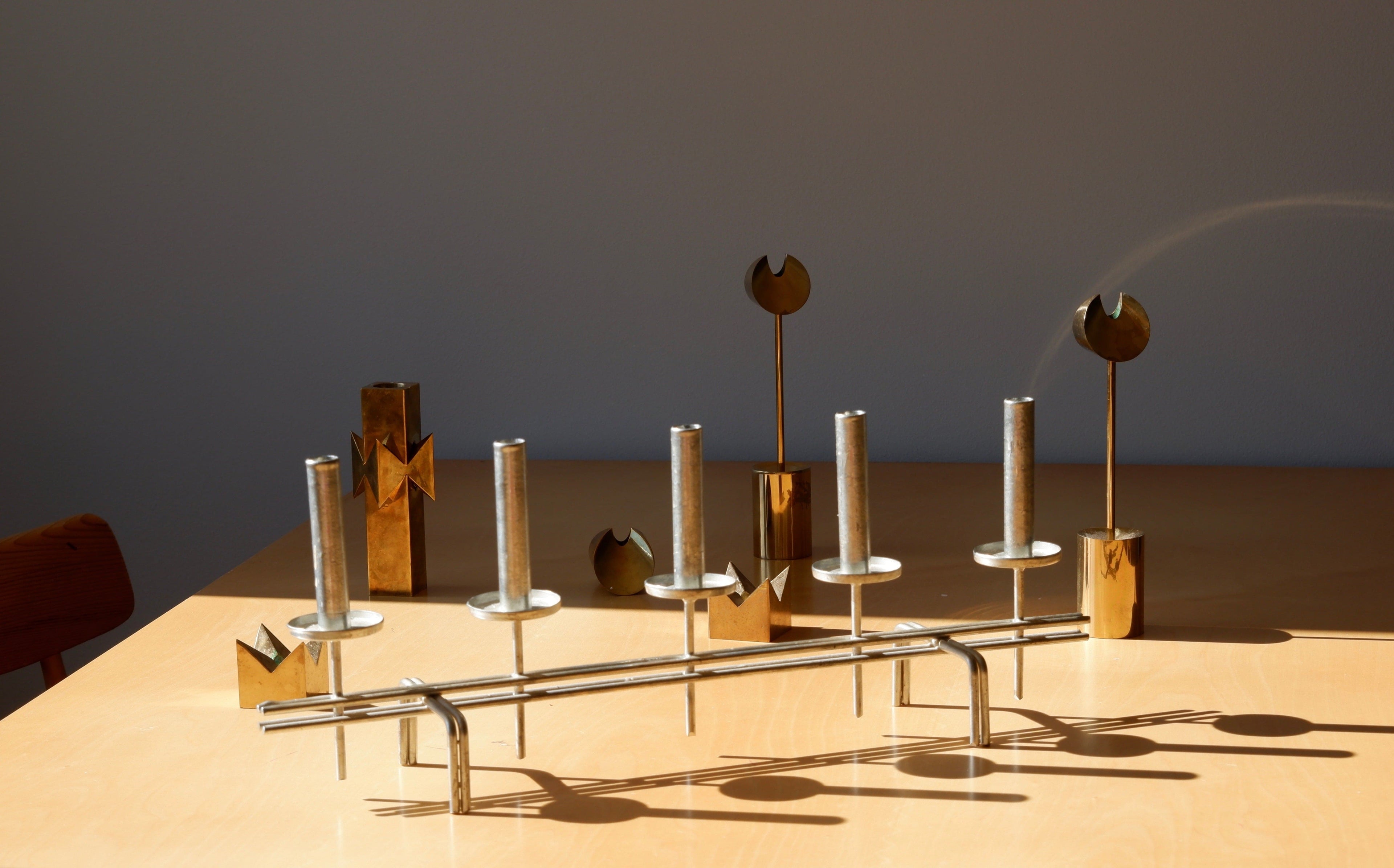 Paavo Tynell Candelholder circa 1960, Nikel brass.