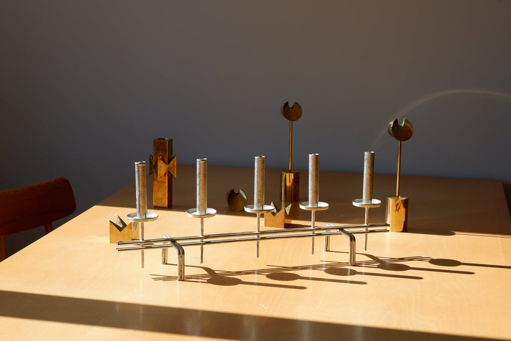 Paavo Tynell Candelholder circa 1960, Nikel brass.