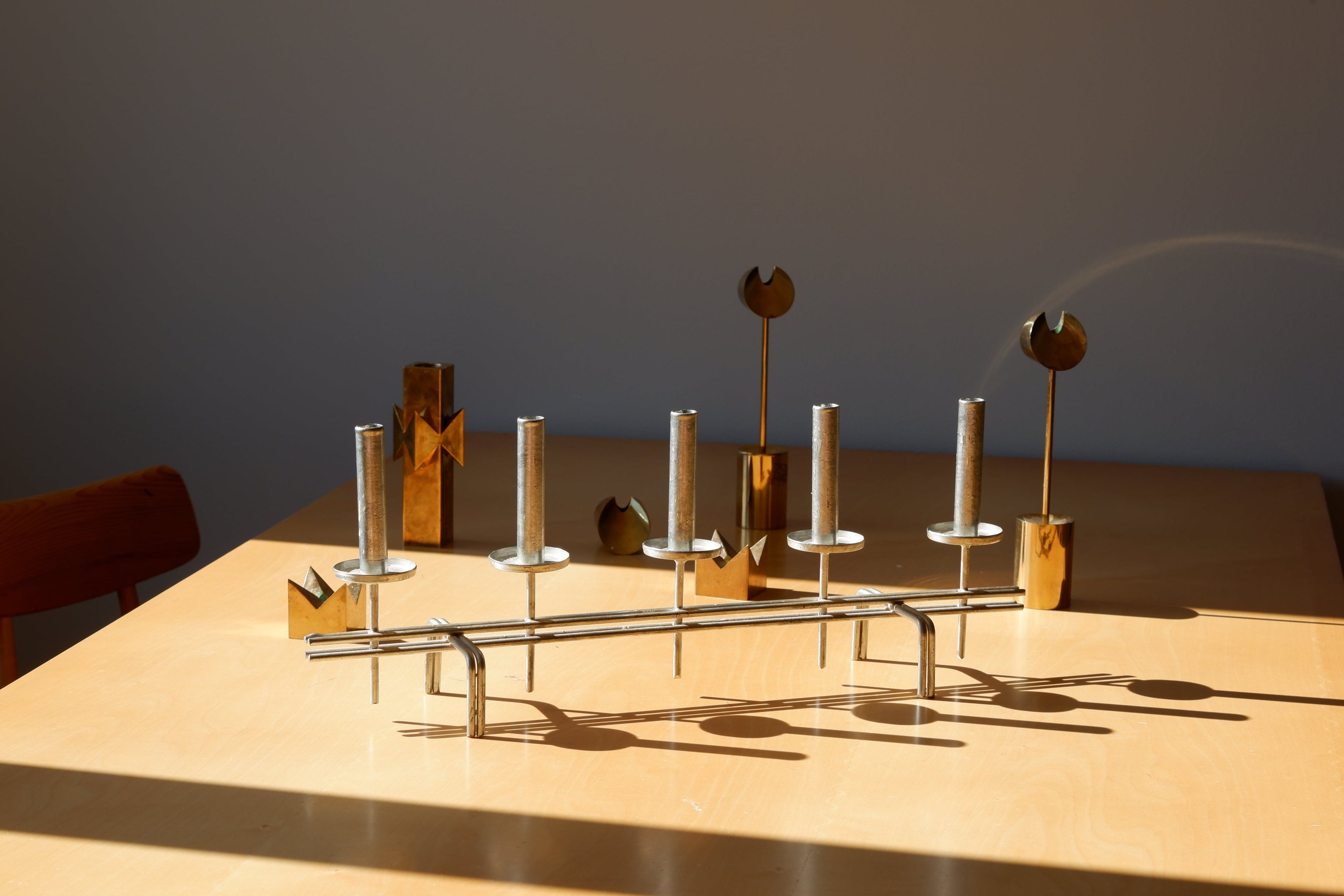 Paavo Tynell Candelholder circa 1960, Nikel brass.