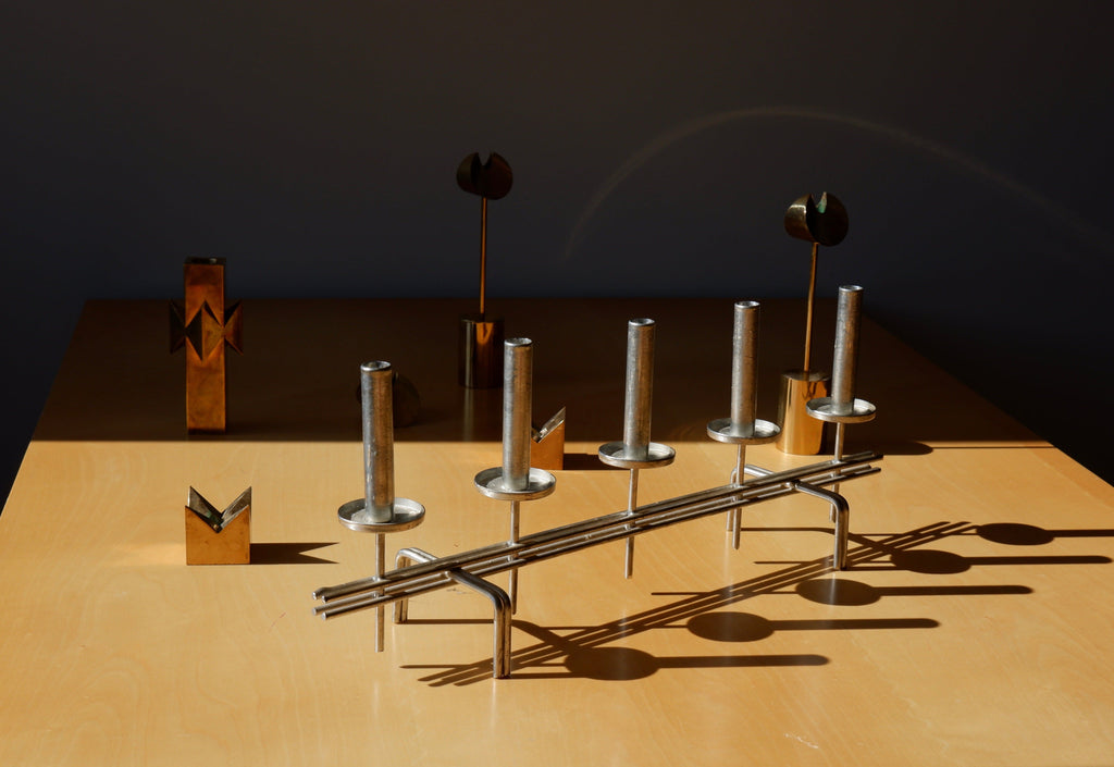 Paavo Tynell Candelholder circa 1960, Nikel brass.