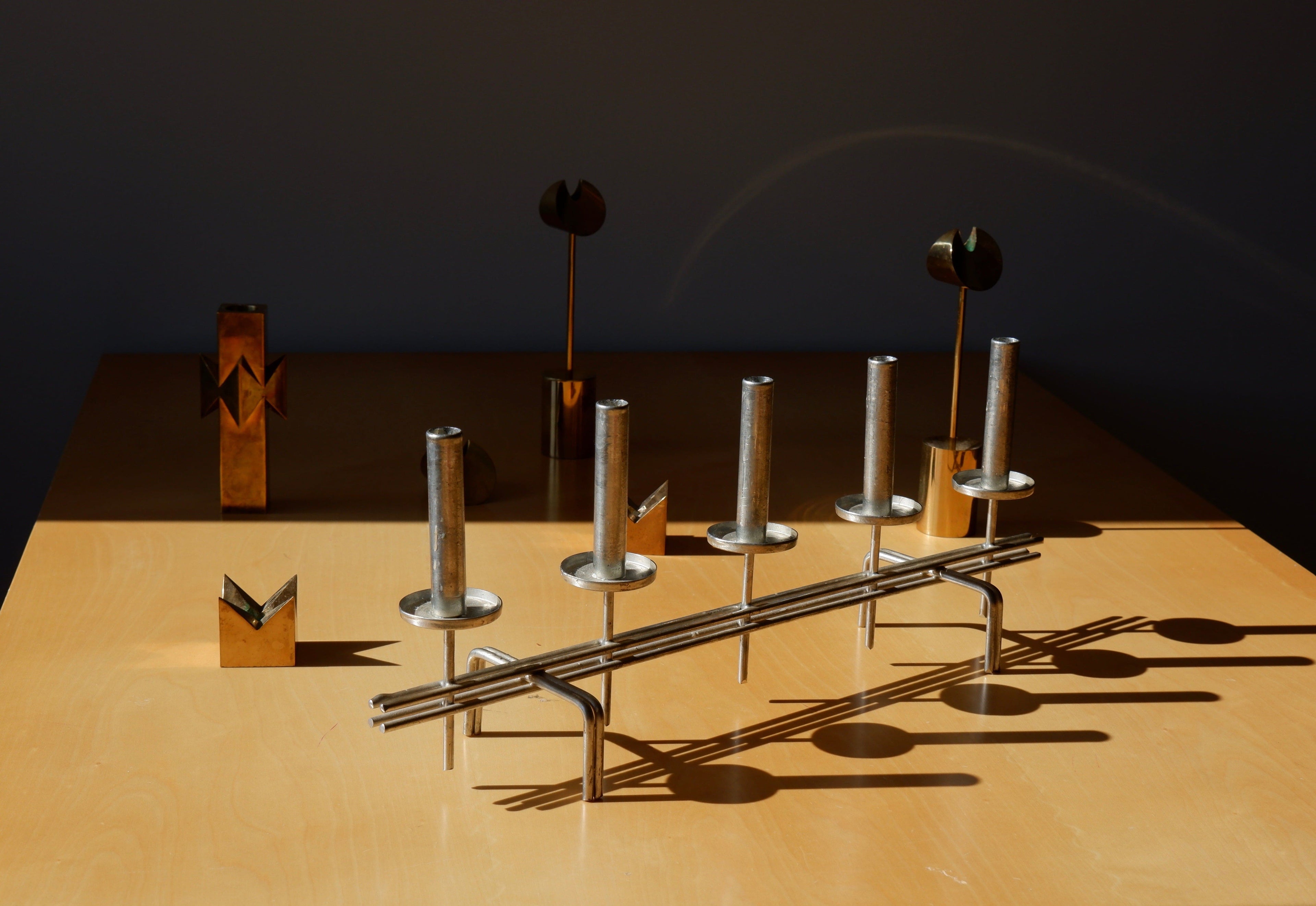 Paavo Tynell Candelholder circa 1960, Nikel brass.
