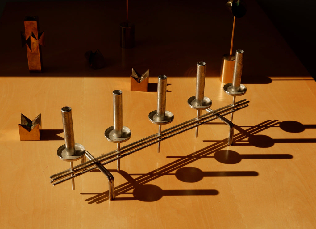 Paavo Tynell Candelholder circa 1960, Nikel brass.