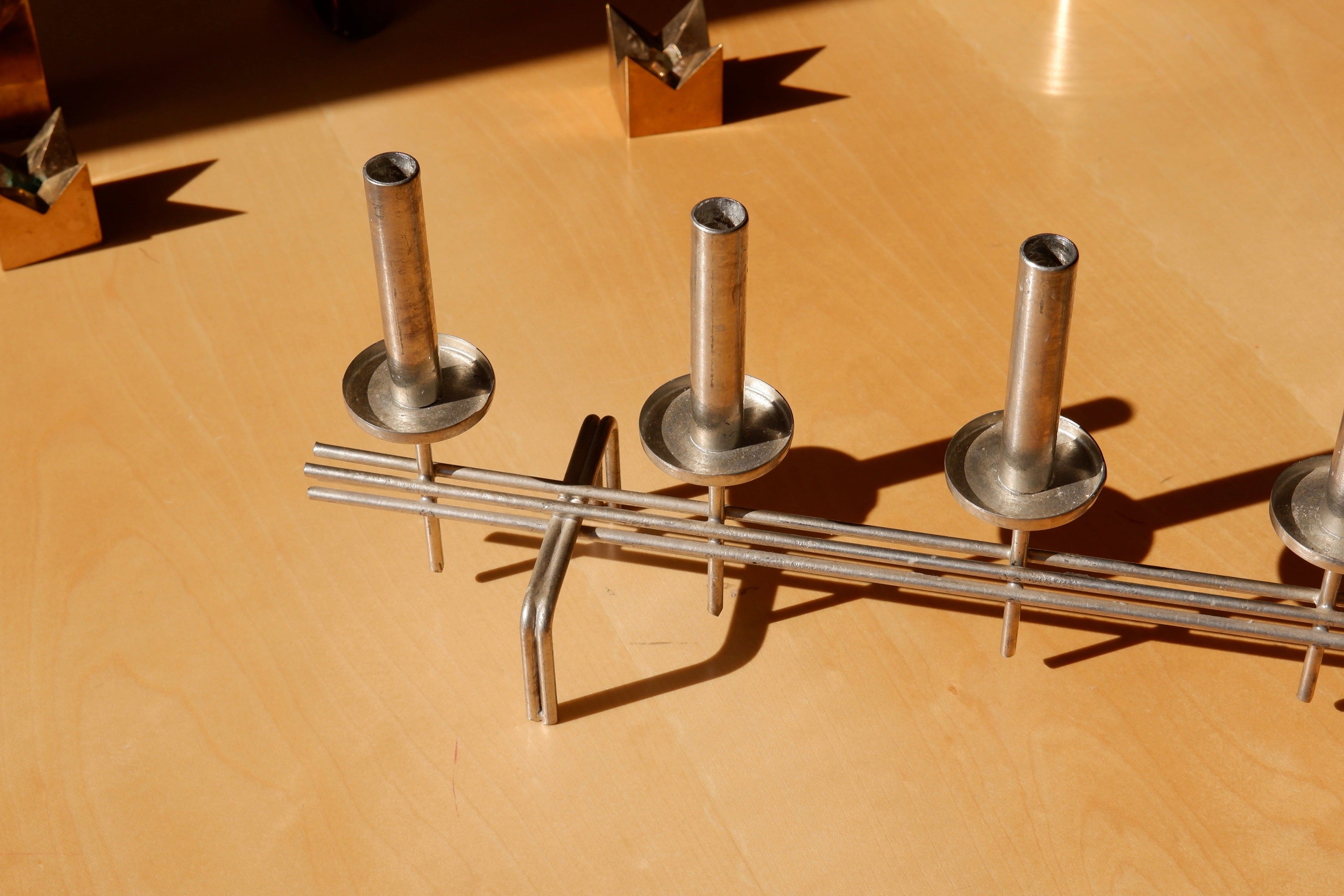 Paavo Tynell Candelholder circa 1960, Nikel brass.