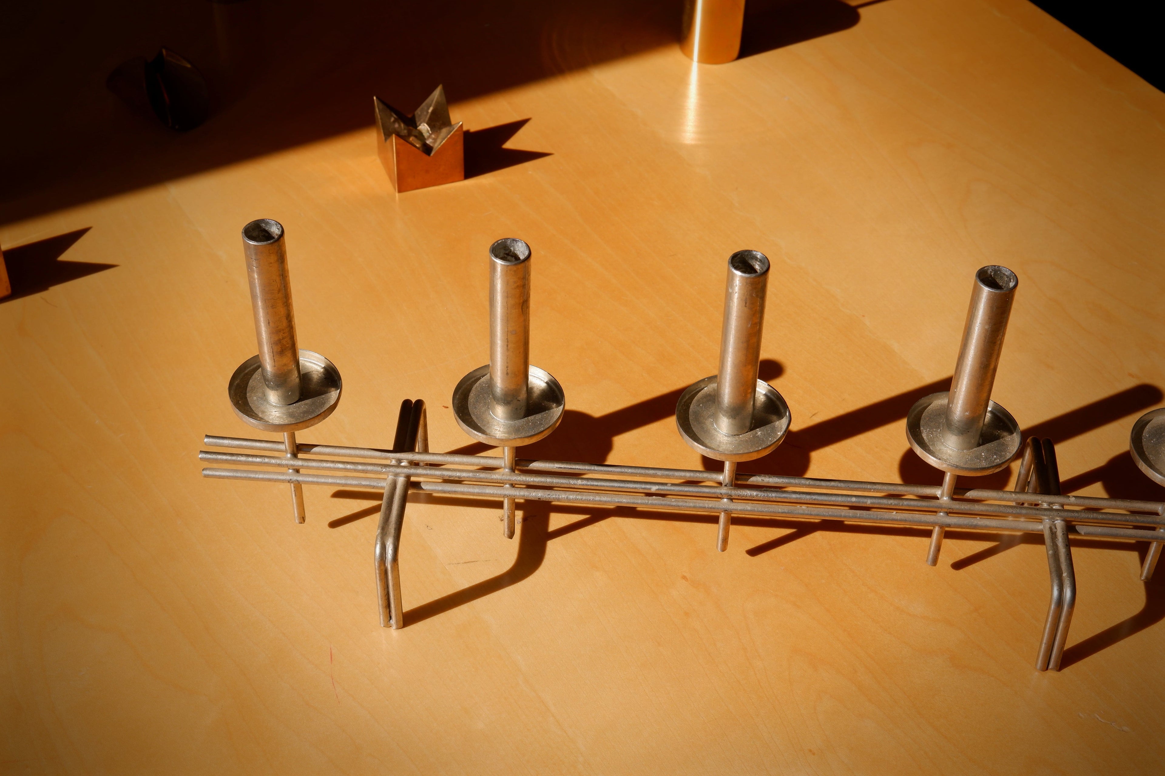 Paavo Tynell Candelholder circa 1960, Nikel brass.
