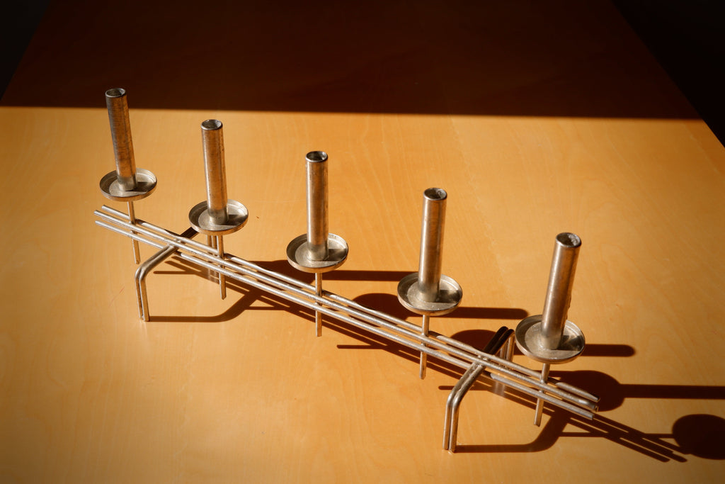 Paavo Tynell Candelholder circa 1960, Nikel brass.
