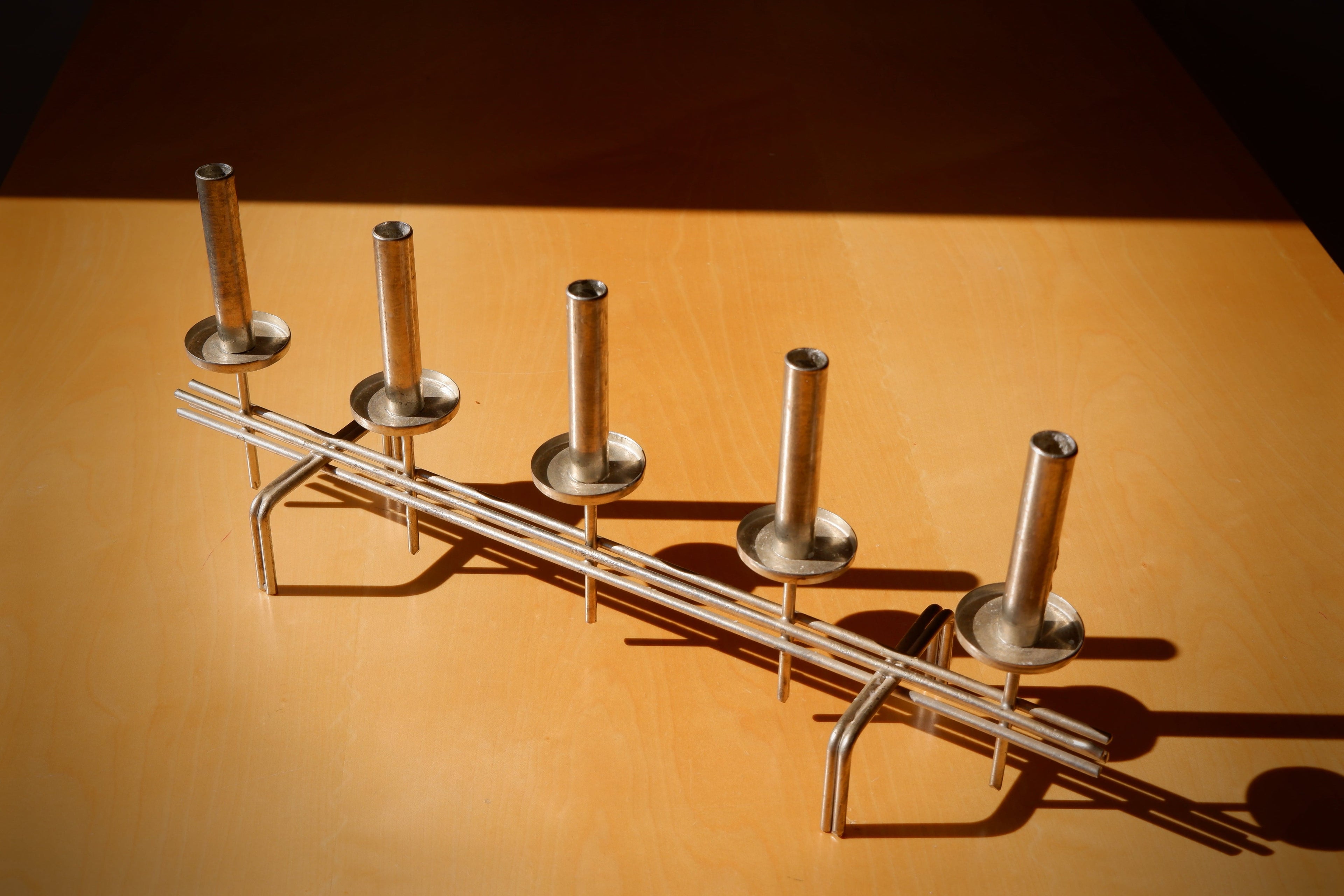 Paavo Tynell Candelholder circa 1960, Nikel brass.