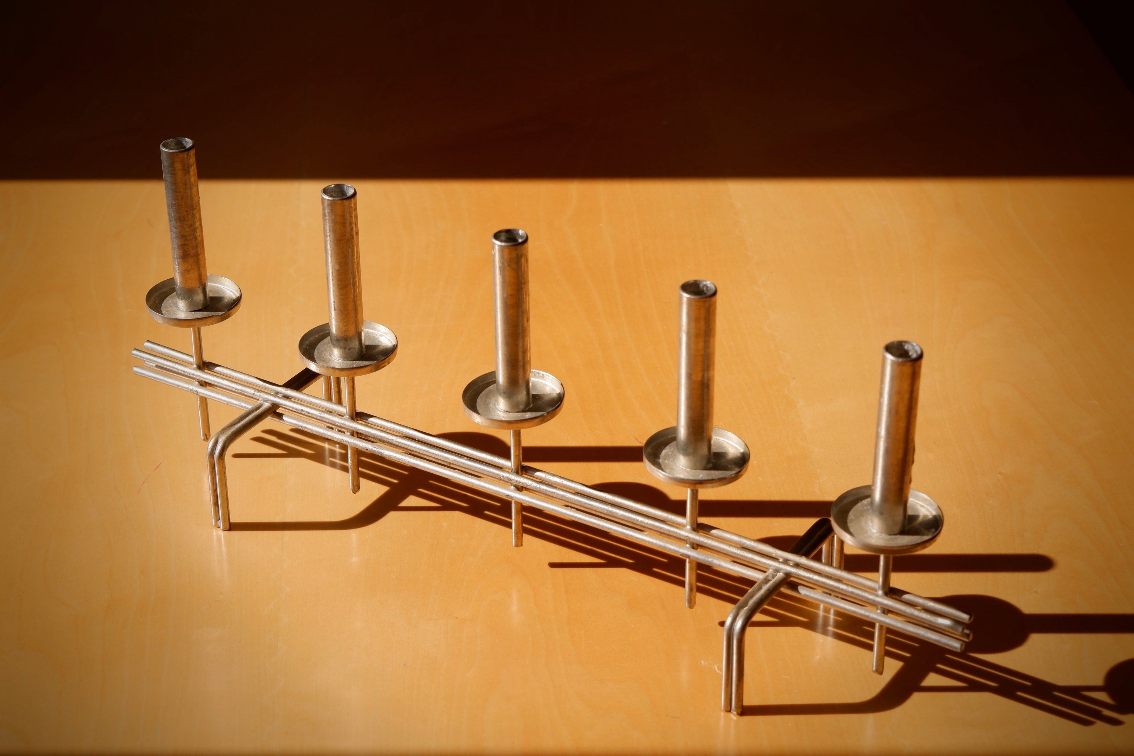 Paavo Tynell Candelholder circa 1960, Nikel brass.