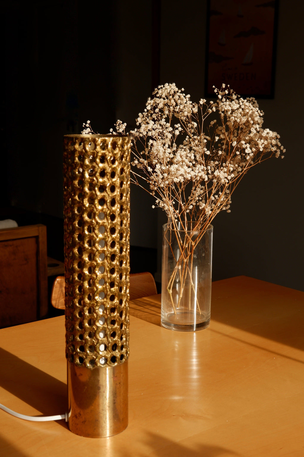 Important Pierre Forssell table lamp in solid brass, Circa 1975.