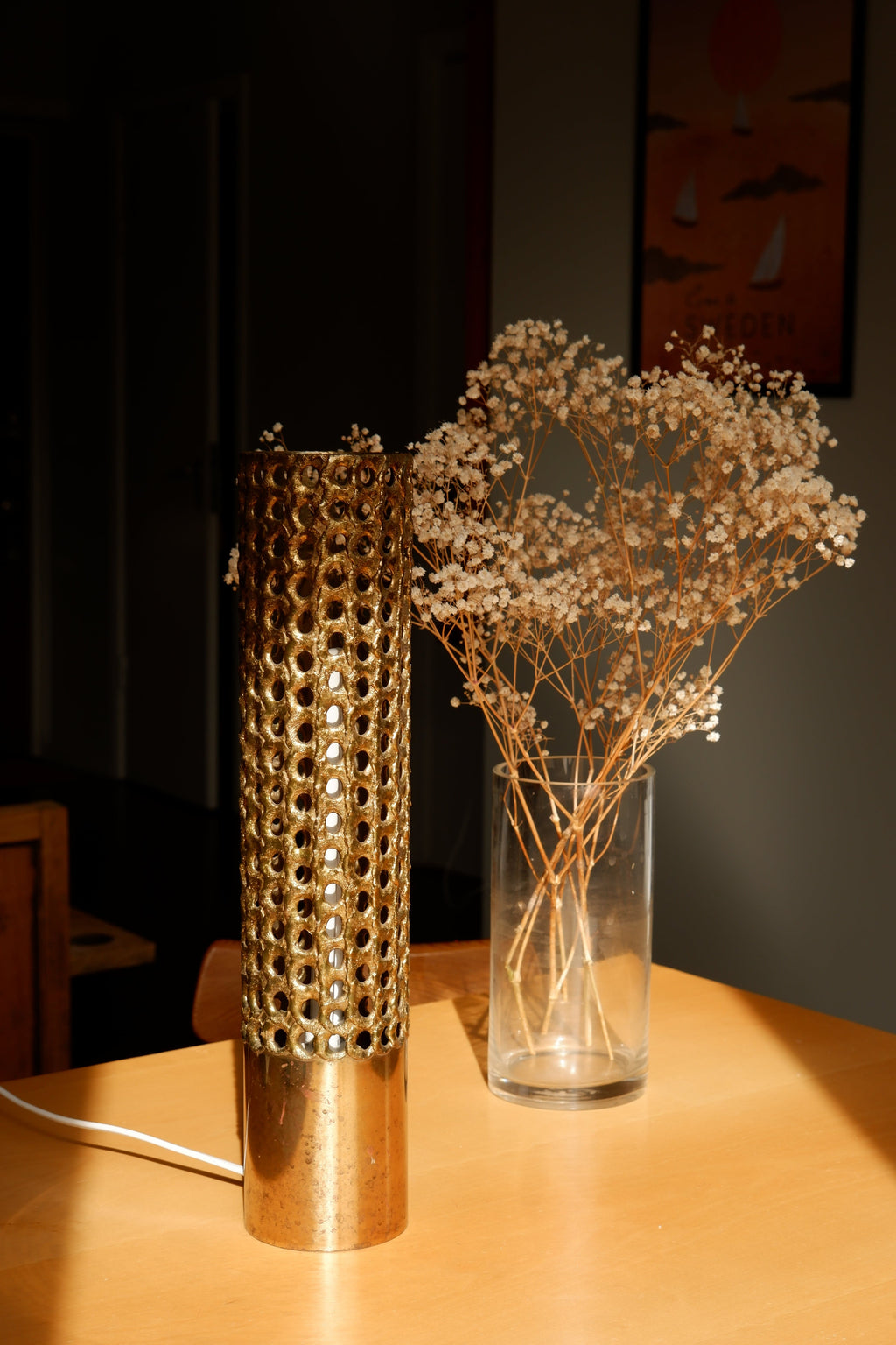 Important Pierre Forssell table lamp in solid brass, Circa 1975.