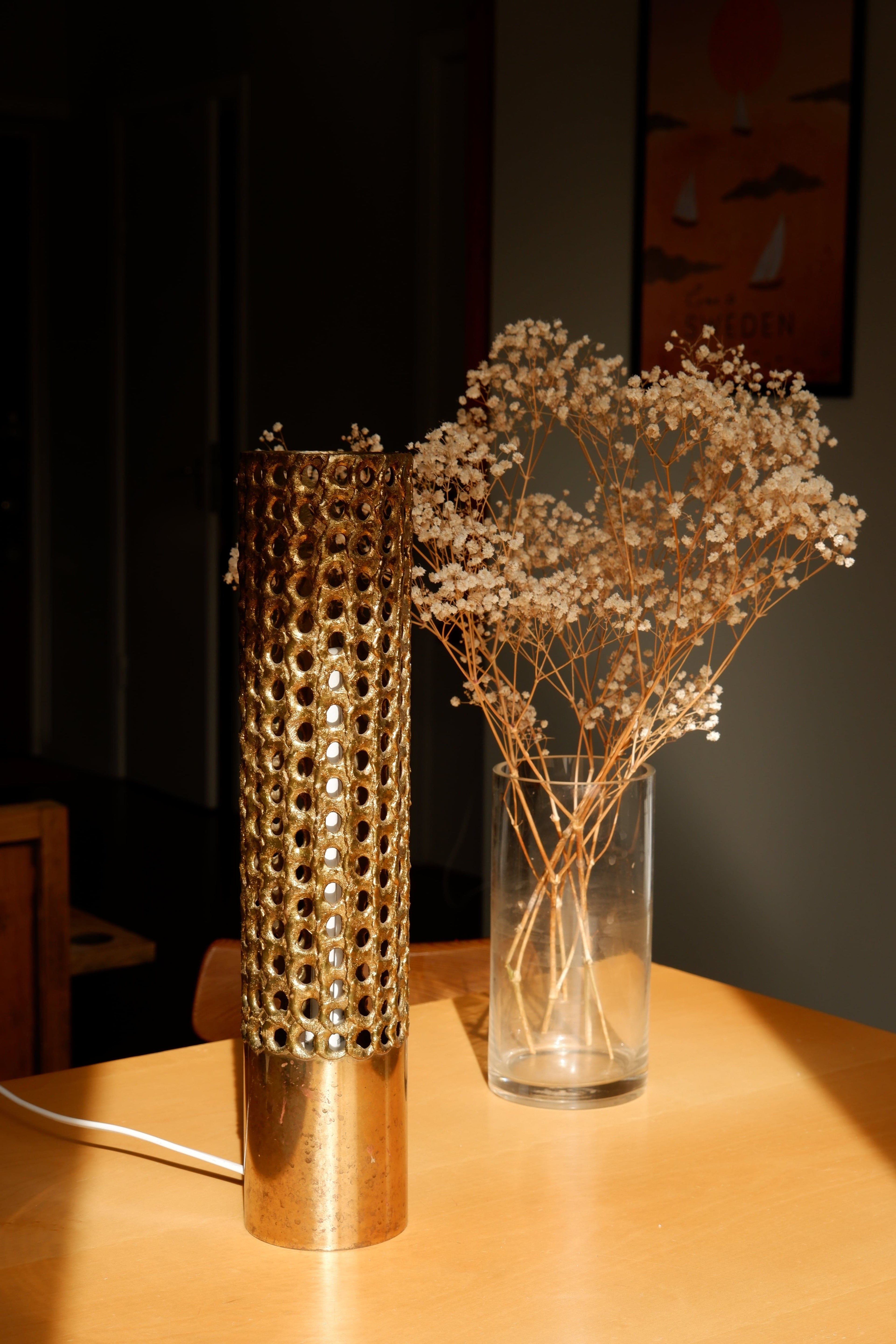 Important Pierre Forssell table lamp in solid brass, Circa 1975.