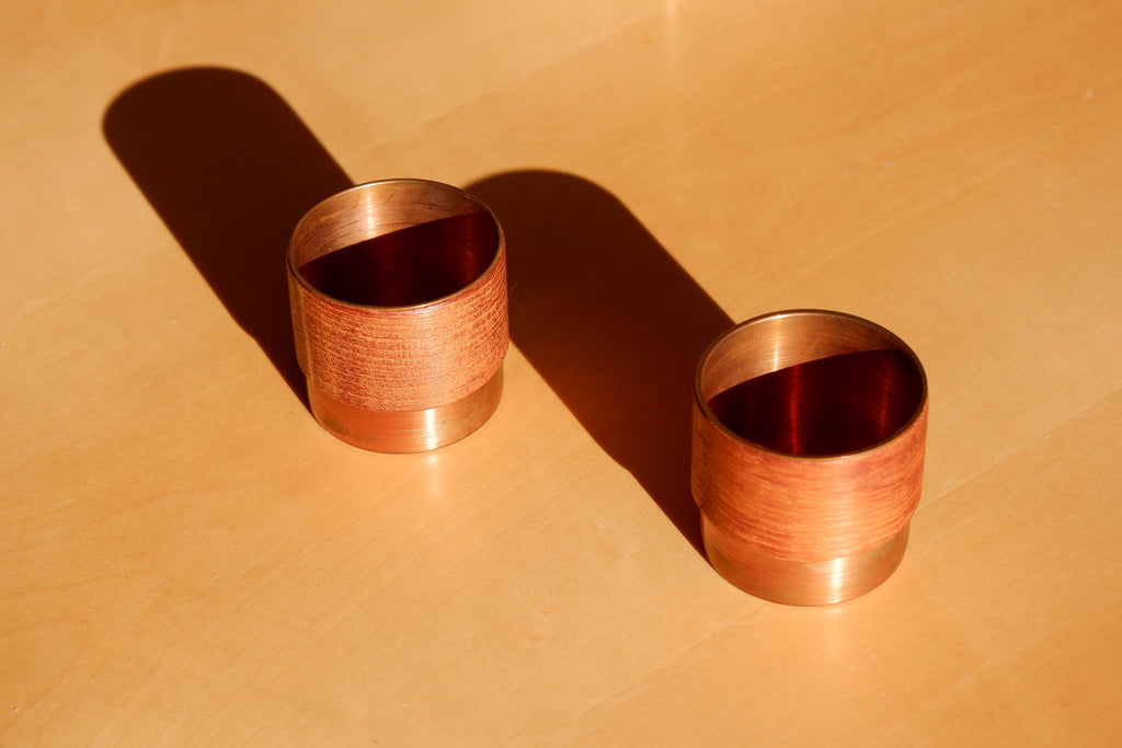 Pair of finnish bowls in copper and teak, 60's.