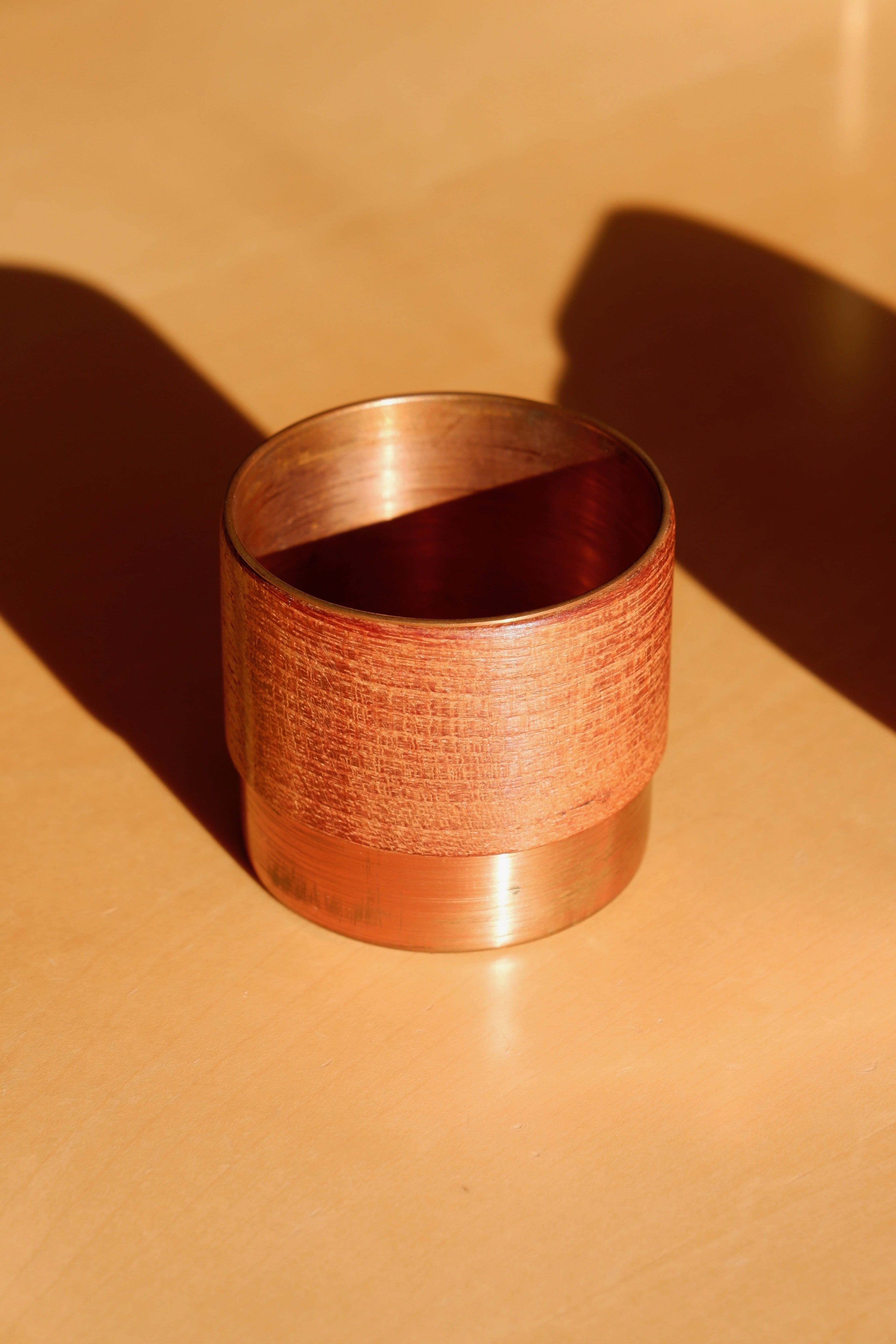 Pair of finnish bowls in copper and teak, 60's.