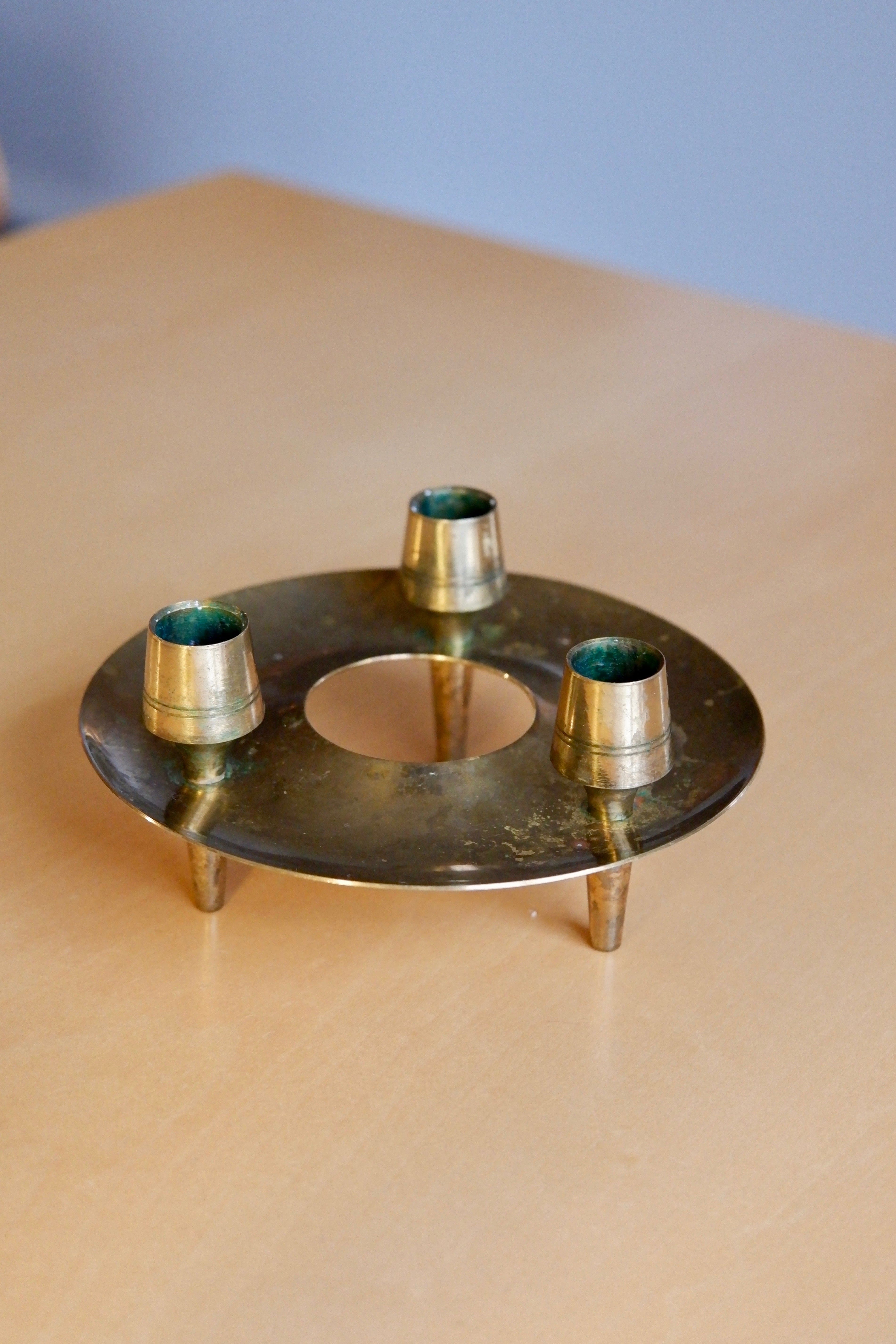 Paavo Tynell Brass Candle Holders for Taito.