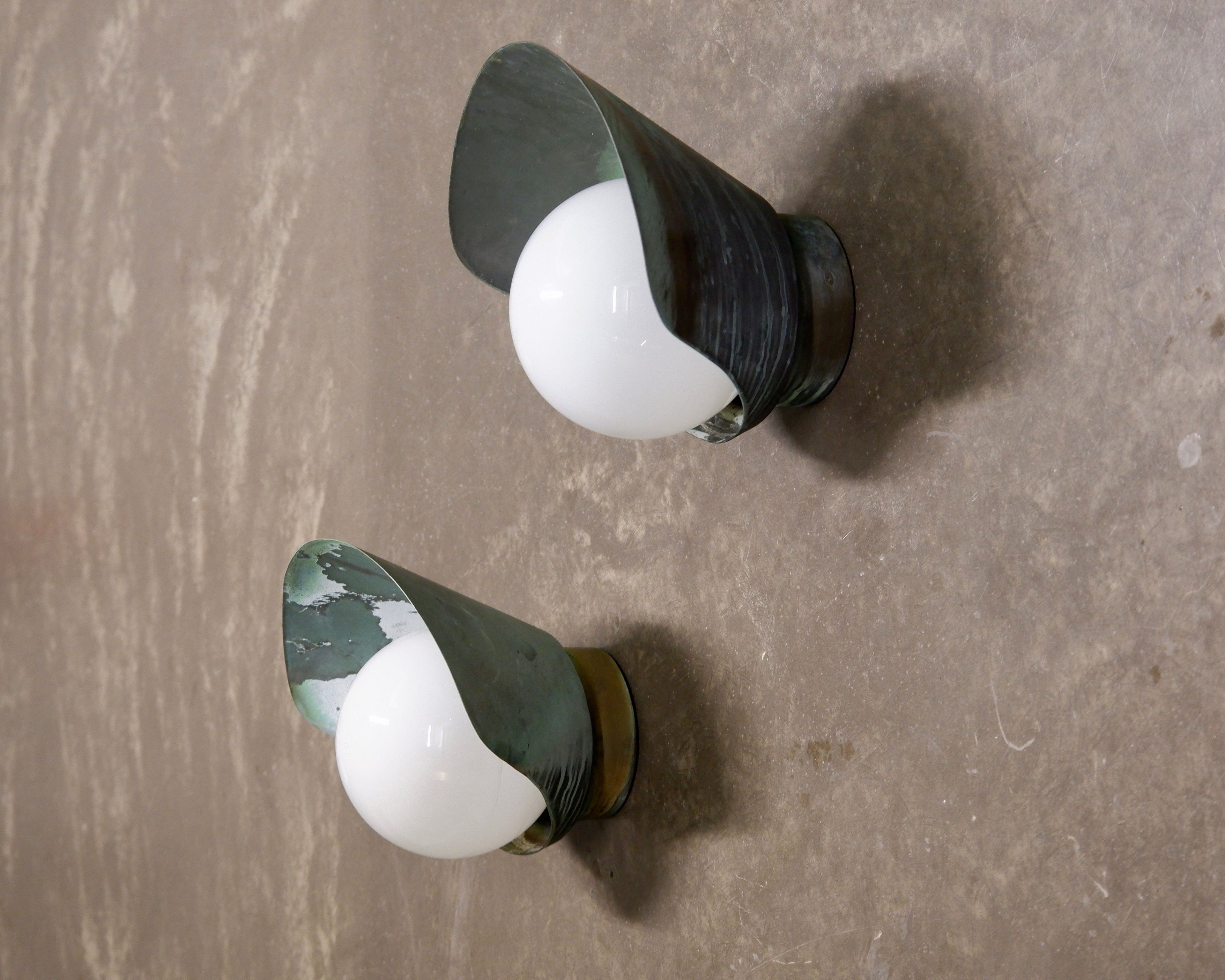 Paavo Tynell, pair of outside lamp model 7309 for Taito oy, circa 1940.