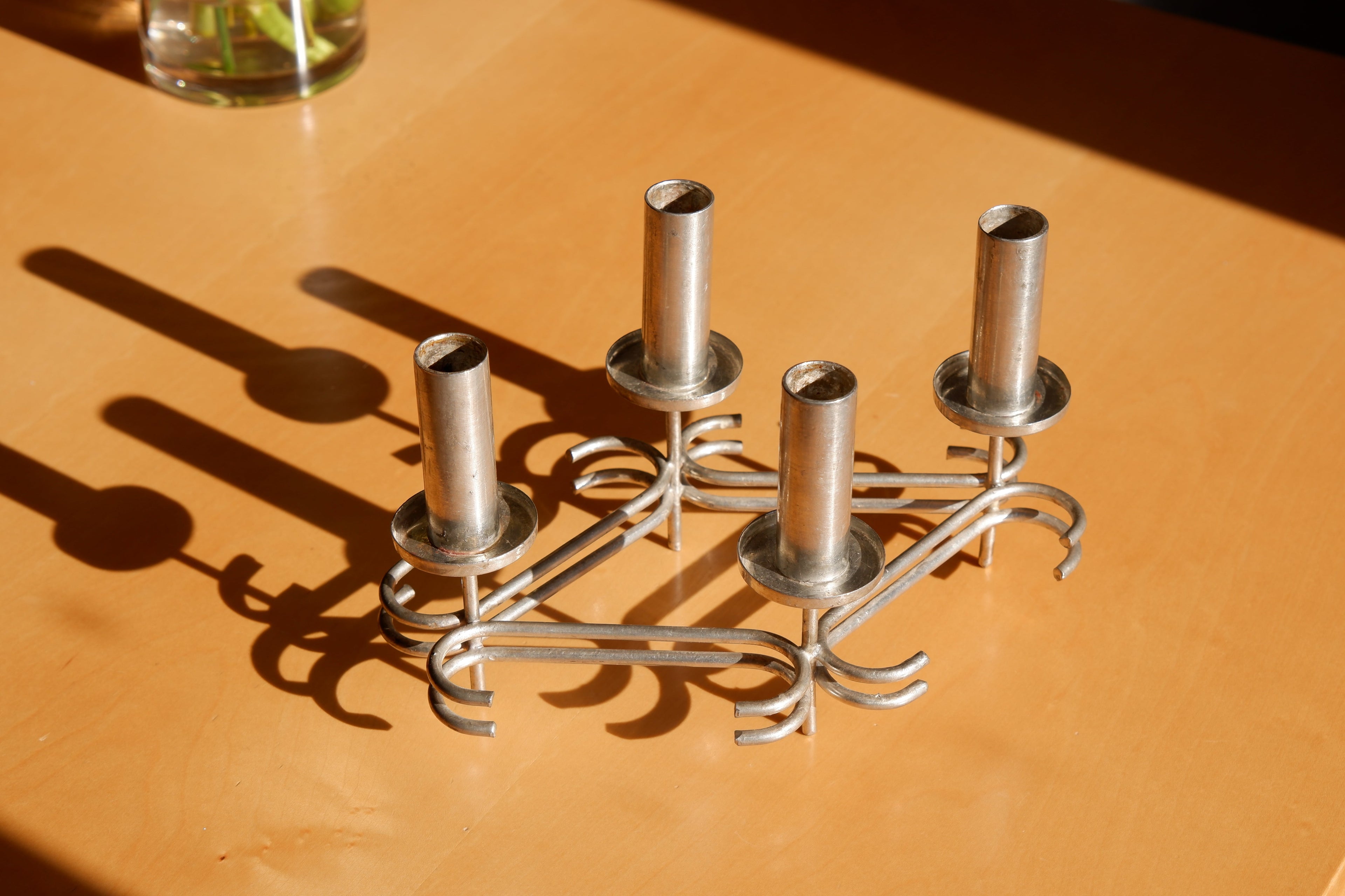 Paavo Tynell massive candelabre, nickel brass circa 1960