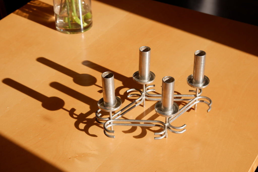 Paavo Tynell massive candelabre, nickel brass circa 1960
