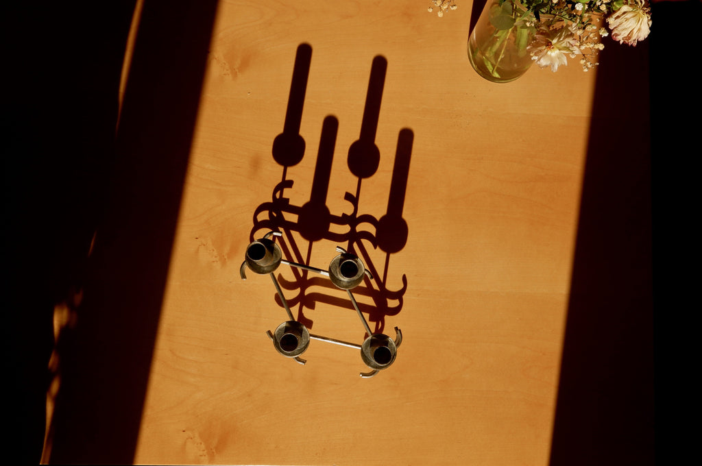 Paavo Tynell massive candelabre, nickel brass circa 1960